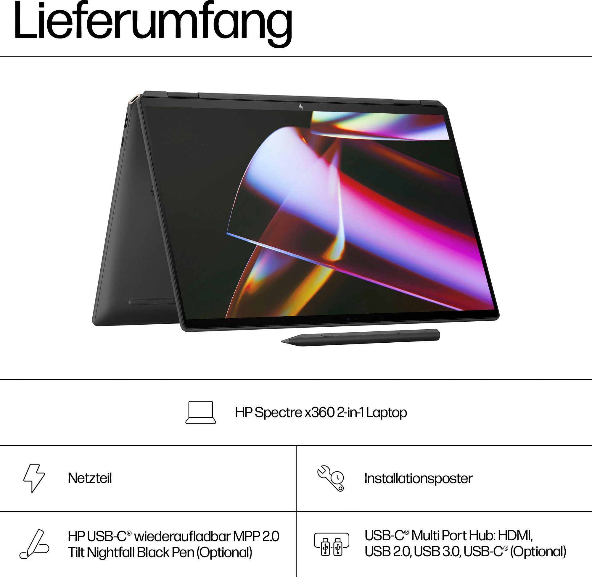 HP Convertible Notebook »Spectre 16-aa0078ng«, 40,6 cm, / 16 Zoll, Intel, Core Ultra 7, GeForce RTX 4050, 2000 GB SSD