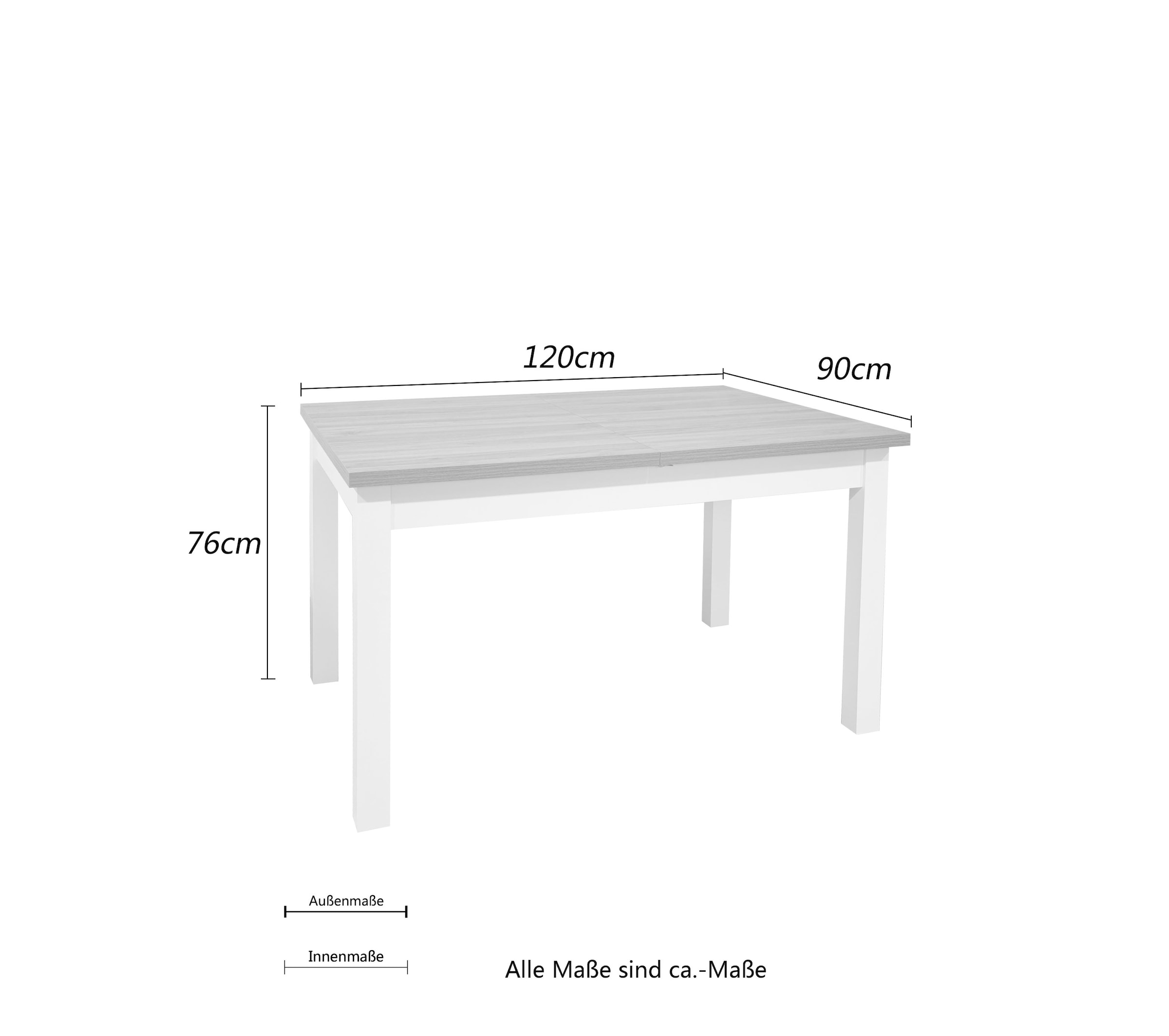 OTTO home Esstisch »Ismund«, aus Melamin und MDF Holz, Auszugsfunktion, Breite 120 oder 160 cm