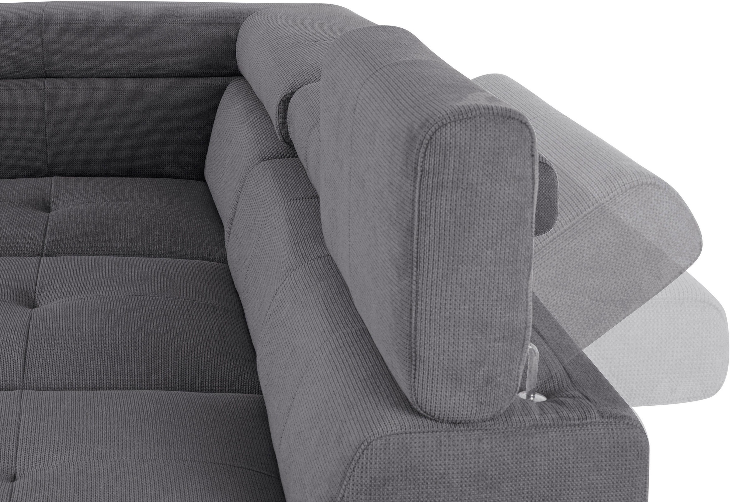 COTTA Ecksofa »Enterprise L-Form«, mit Arm- & Kopfteilverstellung, wahlweise mit Bettfunktion