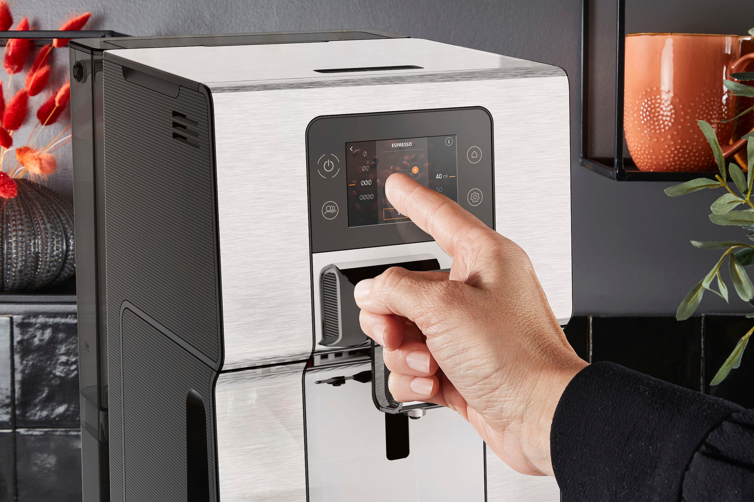 Krups Kaffeevollautomat »EA877D Intuition Experience+«, 21 Heiß- und Kaltgetränke-Spezialitäten, geräuscharm, Farb-Touchscreen