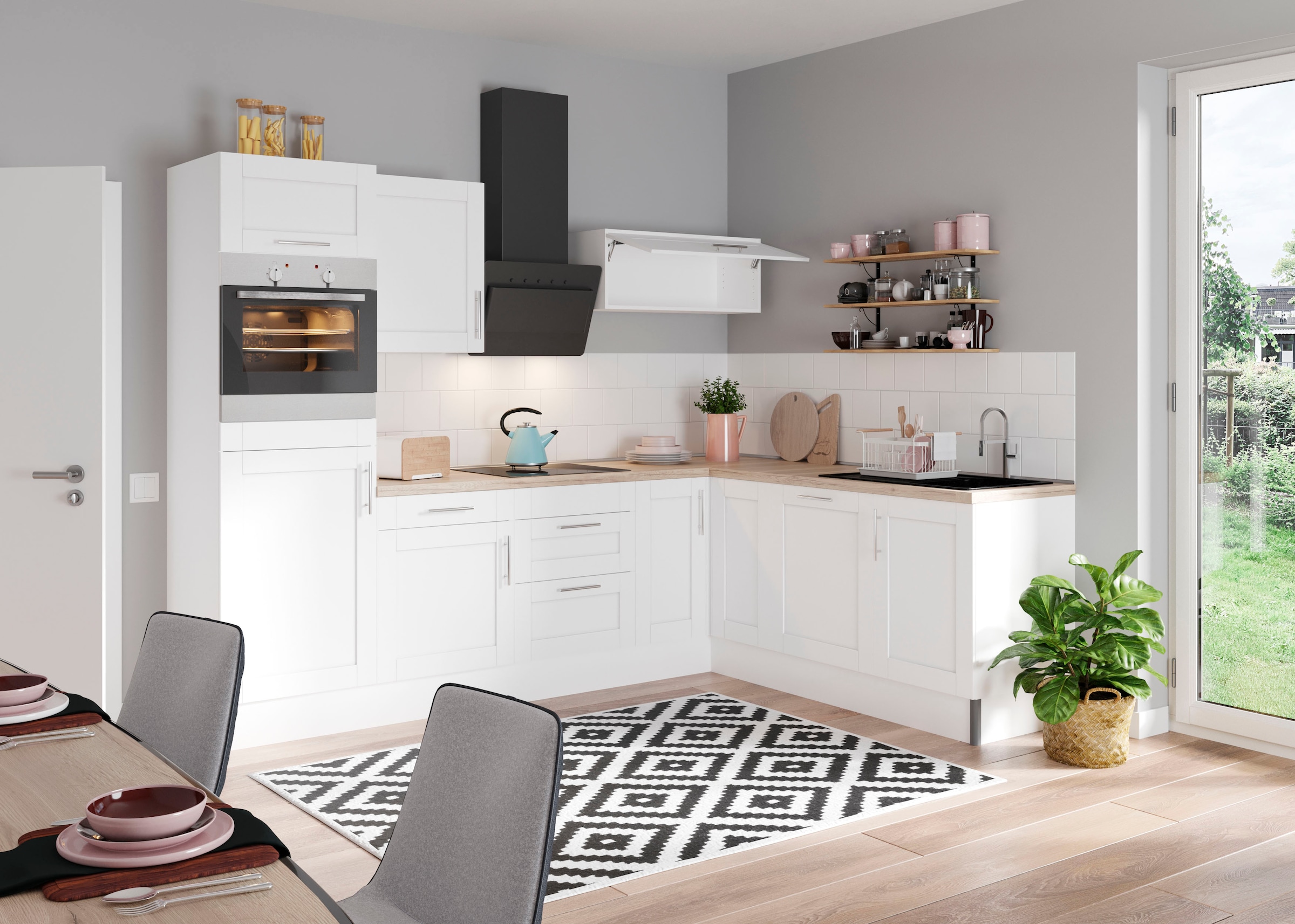 OPTIFIT Küche »Ahus«, 200 x 270 cm breit, wahlweise mit E-Geräten, Soft Close Funktion