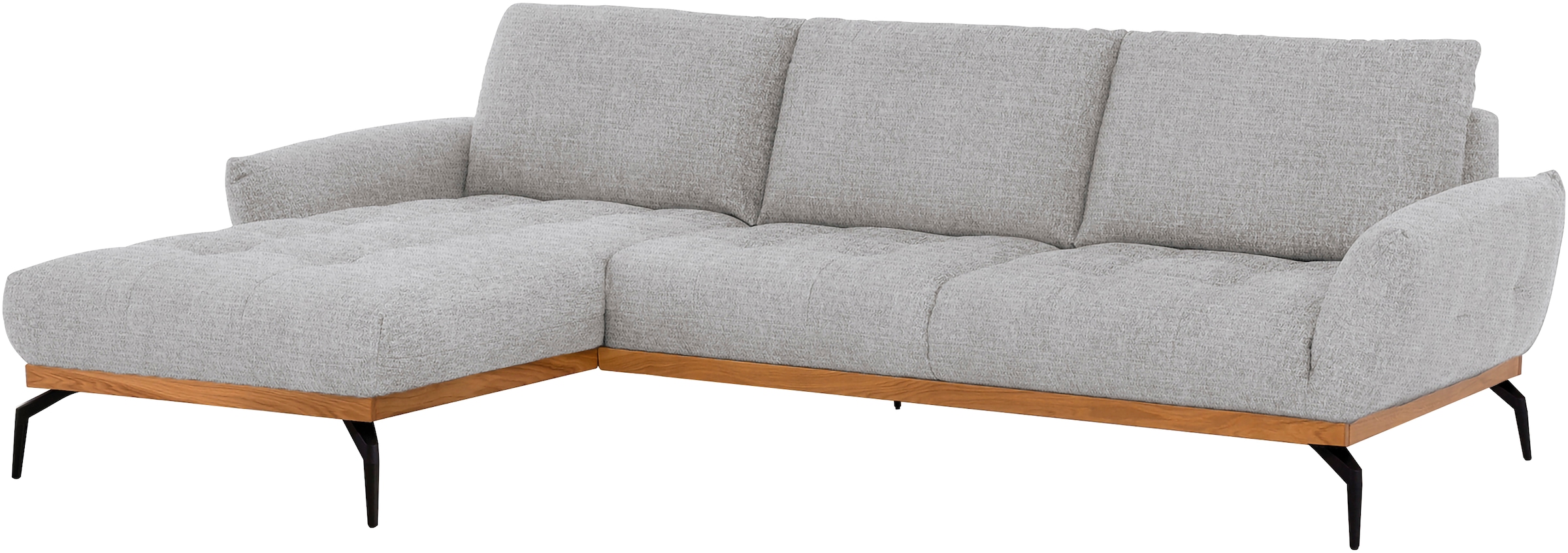 exxpo - sofa fashion Ecksofa »NICEA, erstklassiger Komfort, tolle Details, Holzsockel in eiche geölt« In hochwertiger Verarbeitung und ergonomische Sitzposition