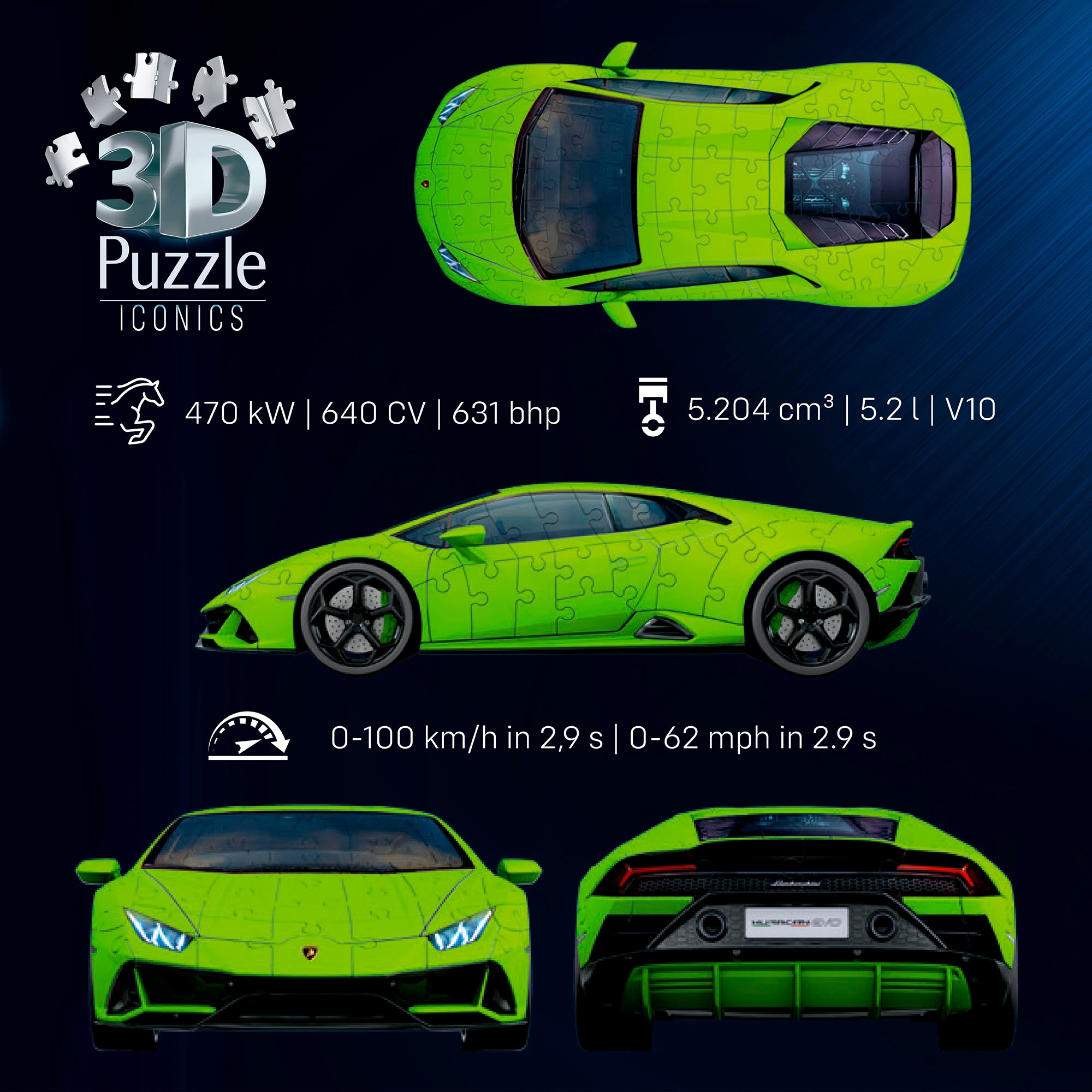 Ravensburger 3D-Puzzle »Iconics: Lamborghini Huracán EVO«, Made in Europe