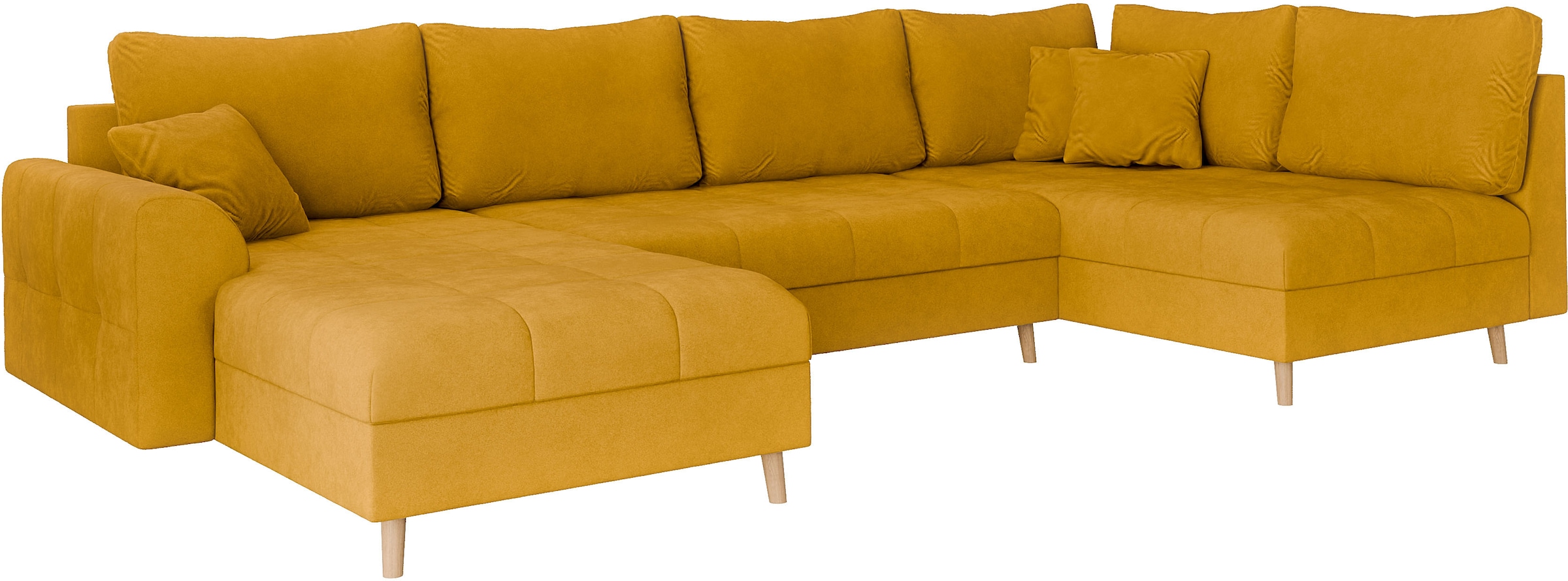 Home affaire Wohnlandschaft »CHARRE U-Form mit Ottomane, Maße B/T/H: 310/161/81 cm«, feine Steppung, lose Rücken- und Zierkissen, auch in Cord und Bouclé