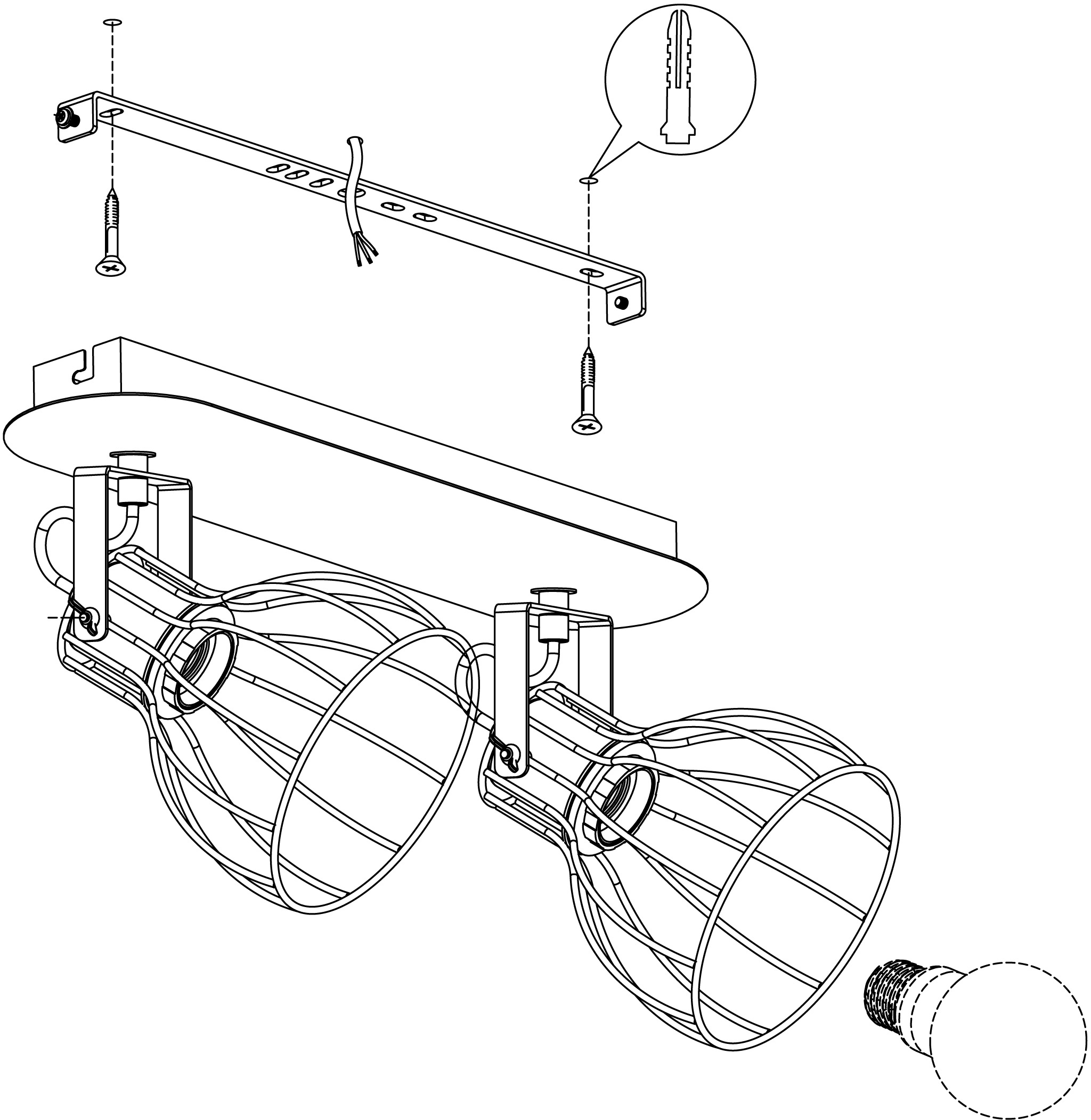 EGLO Deckenspot »SAMBATELLO«, 2 flammig, Leuchtmittel E27 | ohne Leuchtmittel-ohne Leuchtmittel, Deckenlampe, Deckenspot mit E27 Fassung, L33,5 x B9 cm