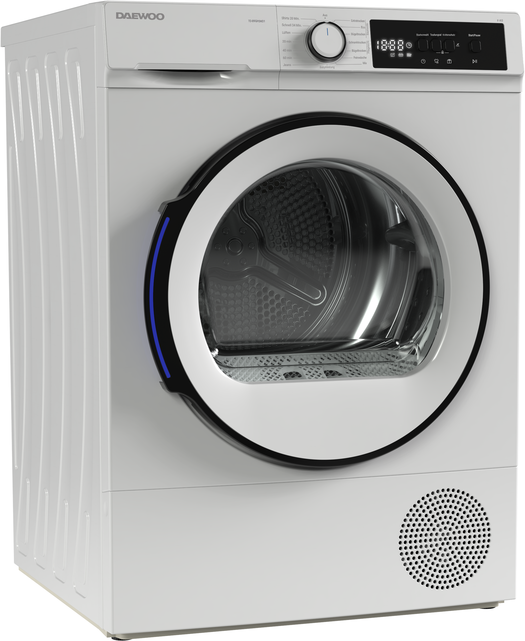 DAEWOO Wärmepumpentrockner »TD-B9GP1WD0-DE« 9 weiß 15 Trockenprogramme inkl. 20-Minuten-Schnelltrockenprogramm