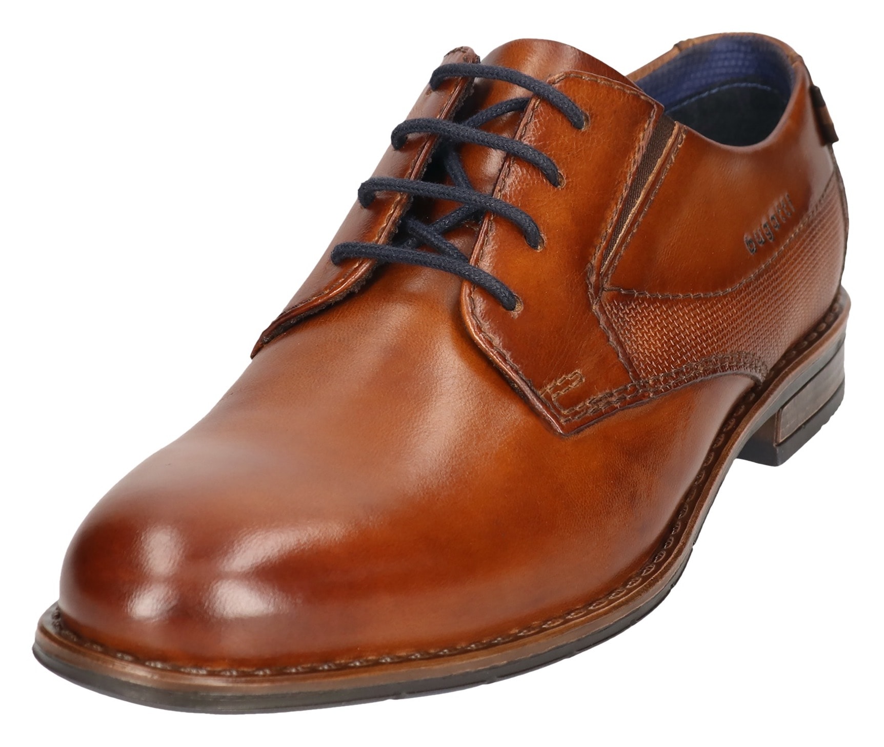 Schnürschuh, Abendschuh, Businessschuh mit kleinem Stretcheinsätzen, Weite G, Gr. 40, cognac used