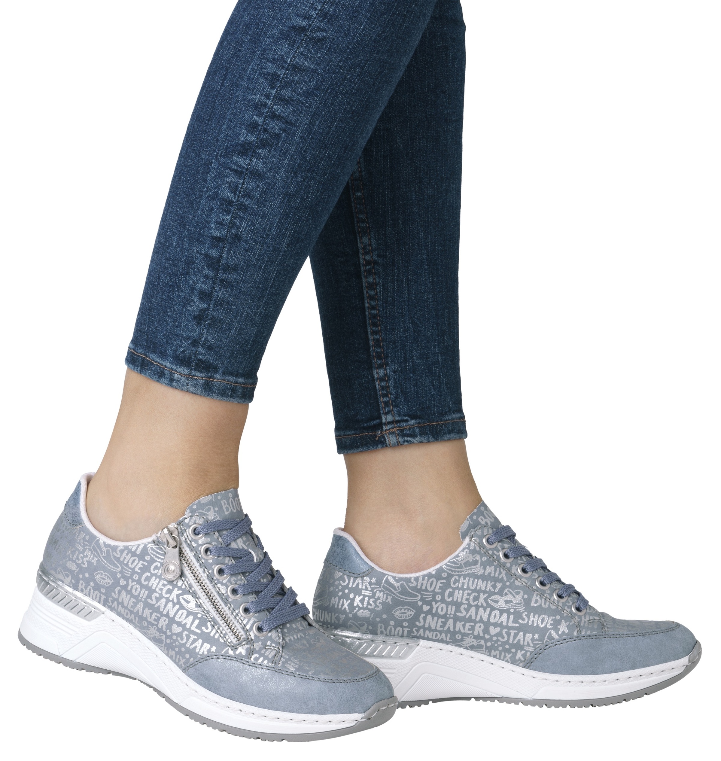 Rieker Sneaker, mit Lettern bedruckt, Freizeitschuh, Halbschuh, Schnürschuh