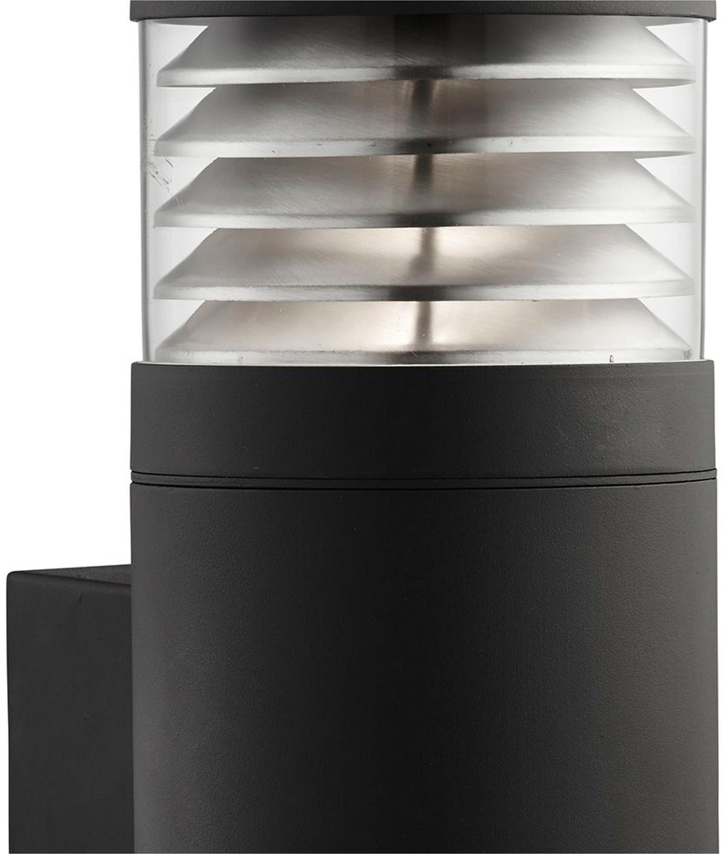 Searchlight Außen-Wandleuchte »Bronx Outdoor Wall Light-Black Metal, Clear Glass & Polycarb« E27 1 Stk.