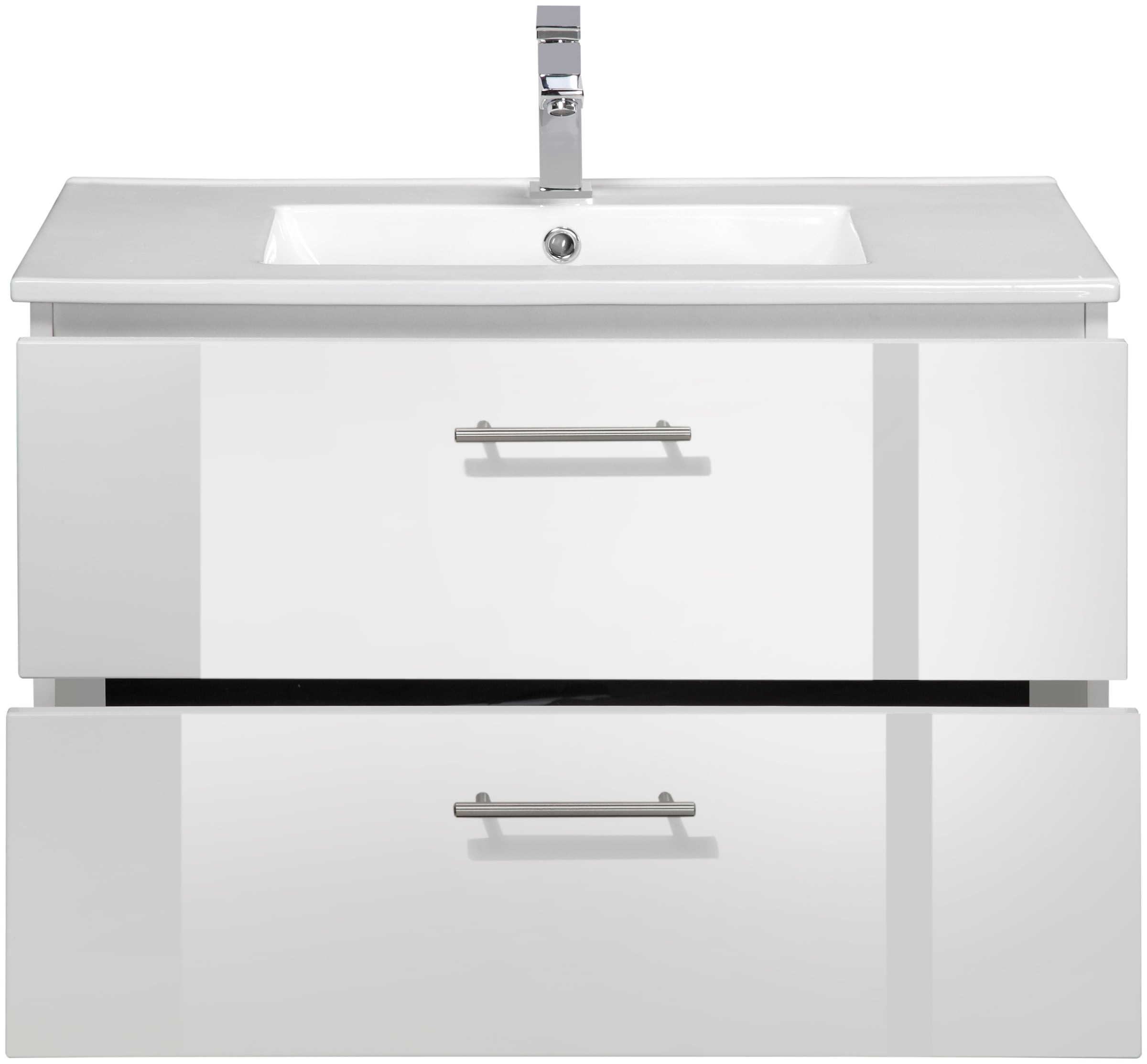 welltime Waschtisch »Trento Badezimmerschrank mit Becken Bestseller«, Badmöbel in Breite 80 cm, Waschplatz mit 2 Schubladen, Badschrank