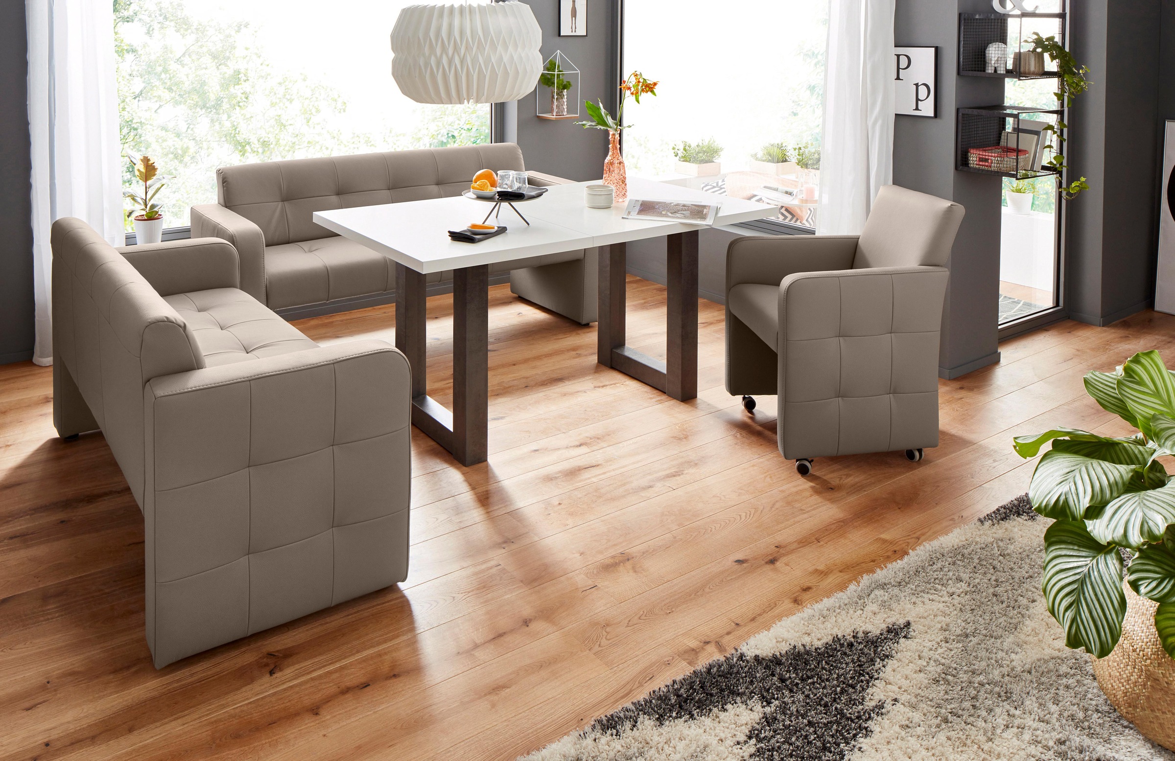 exxpo - sofa fashion Sessel »Barista Clubsessel auf Rollen, schmale Armlehnen, aktuelles Design«, bequem und komfortabel, Breite 61 cm