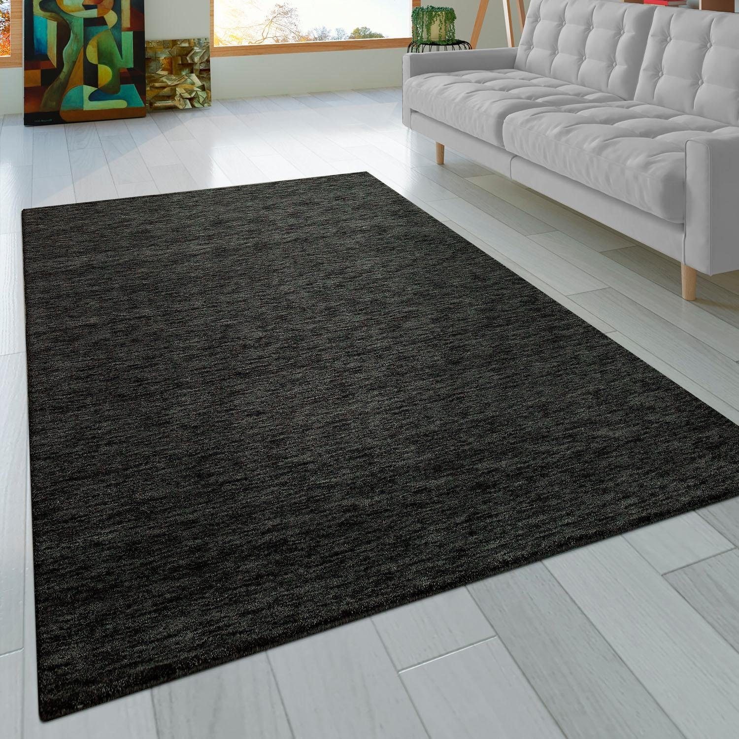 Paco Home Wollteppich »Atlas 100«, rechteckig, 14 mm Höhe, Gabbeh, Kurzflor, handgewebt, reine Wolle, Uni Farben
