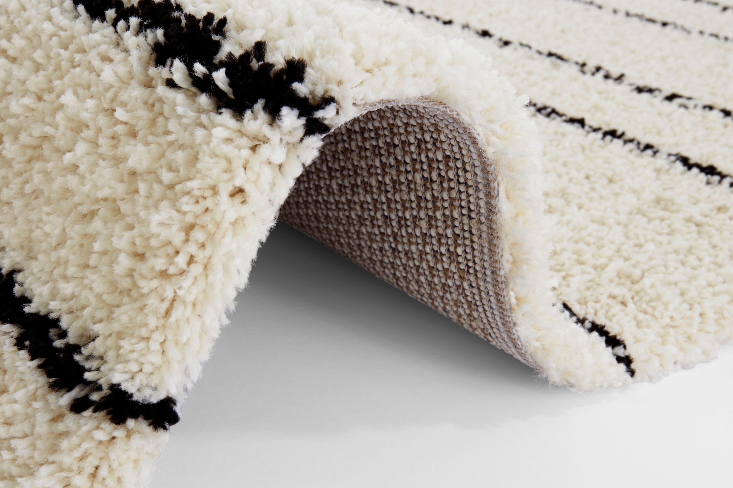 andas Hochflor-Teppich »Friadora«, rechteckig, 35 mm Höhe, 2-Farben-Design, gestreift, Schafzimmer, Robust, Pflegeleicht