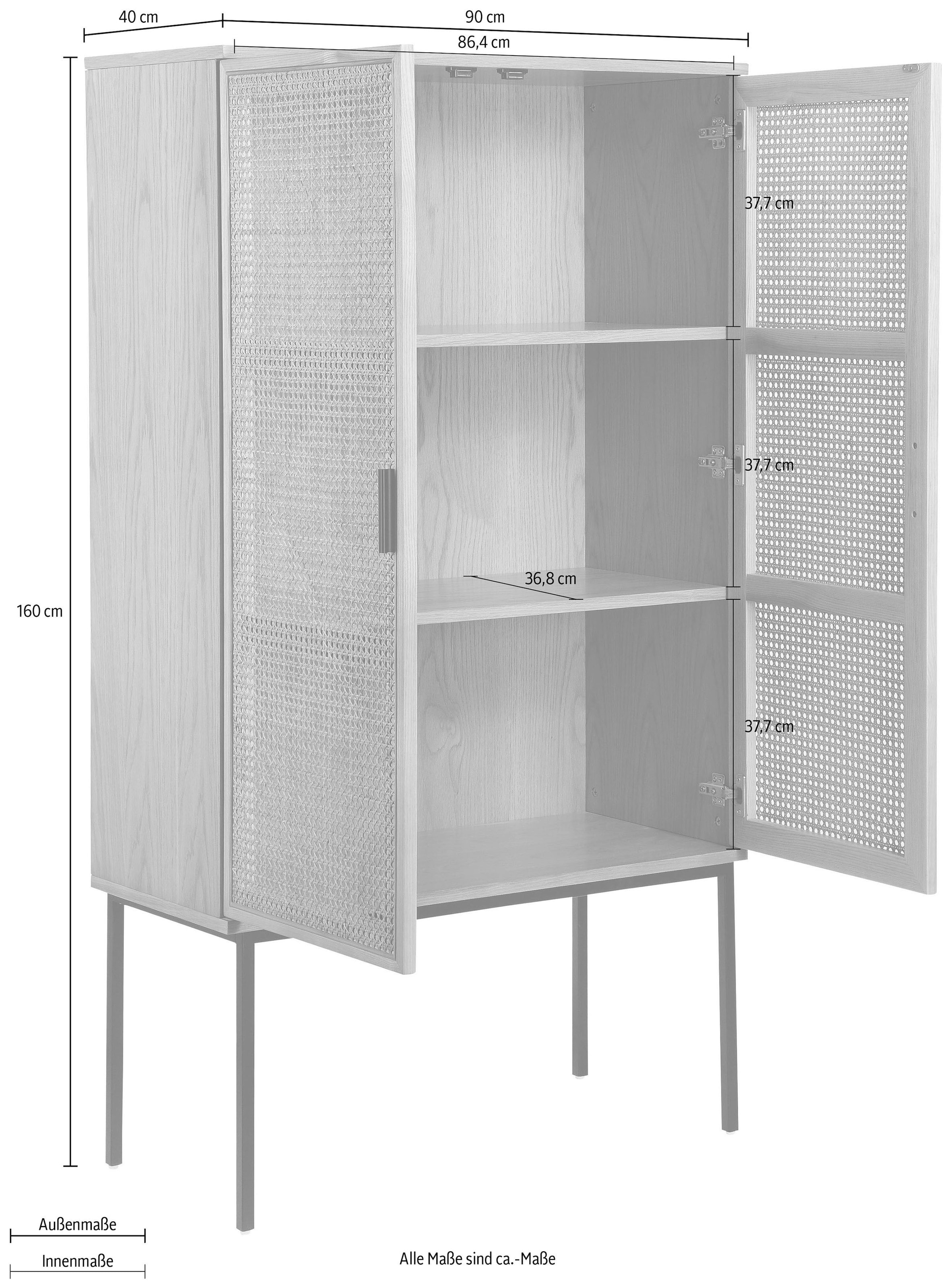 INOSIGN Highboard »Keylea« Eschenholz-Details, robustem Metallgestell, FSC-zertifiziertem Holz