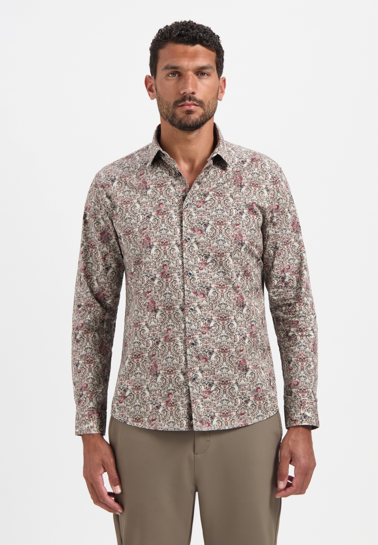 NO EXCESS Langarmhemd »No Excess Bedrucktes Hemd Shirt Stretch Allover Printed«
