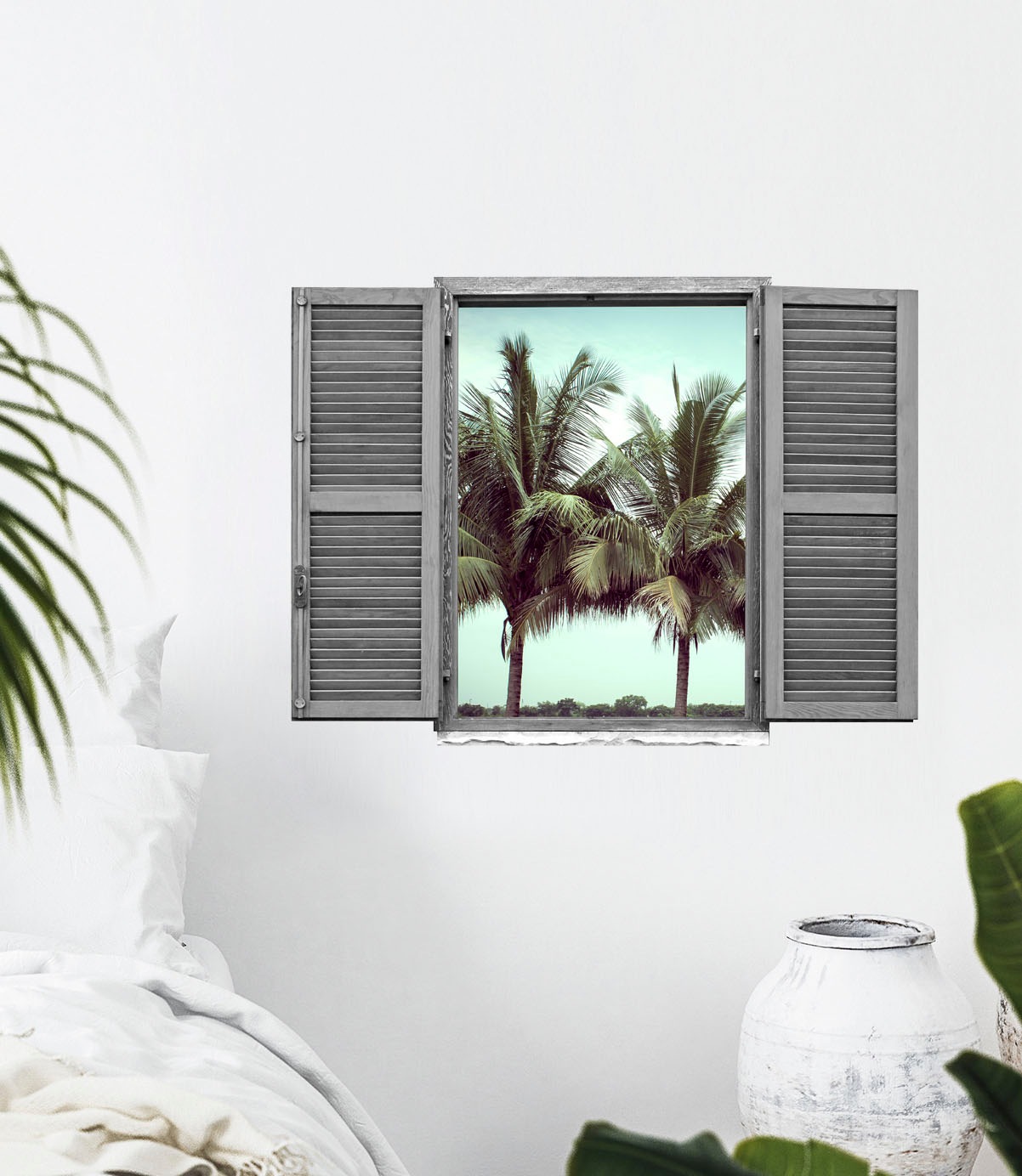 queence Wandtattoo »Palmen«, (1 St.), Wandsticker, Wandbild, selbstklebend, 3D, Fenster