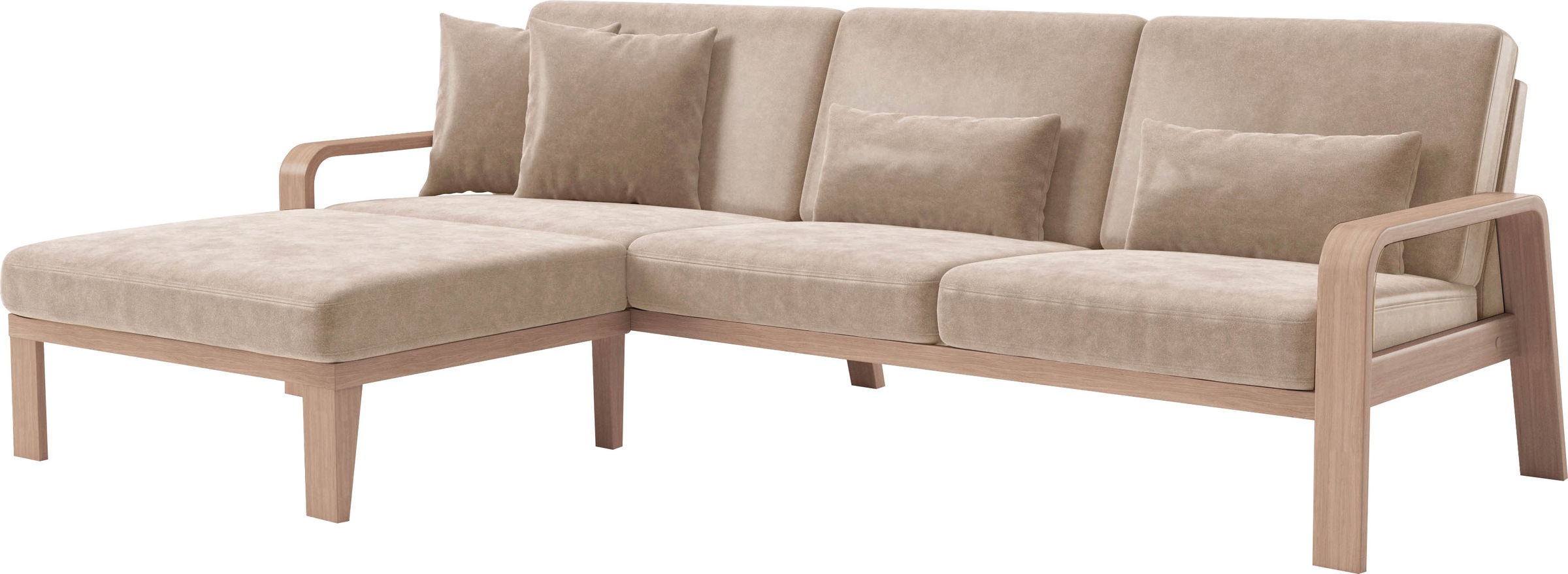 sit&more Ecksofa »Kolding L-Form«, Armlehnen aus Buchenholz in natur, verschiedene Bezüge und Farben
