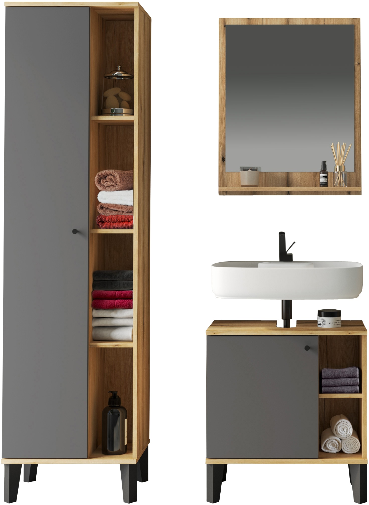 INOSIGN Badmöbel-Set »OSLO, Bad im skandinavischen Design« Set, 3 Stk. tlg. günstig online kaufen