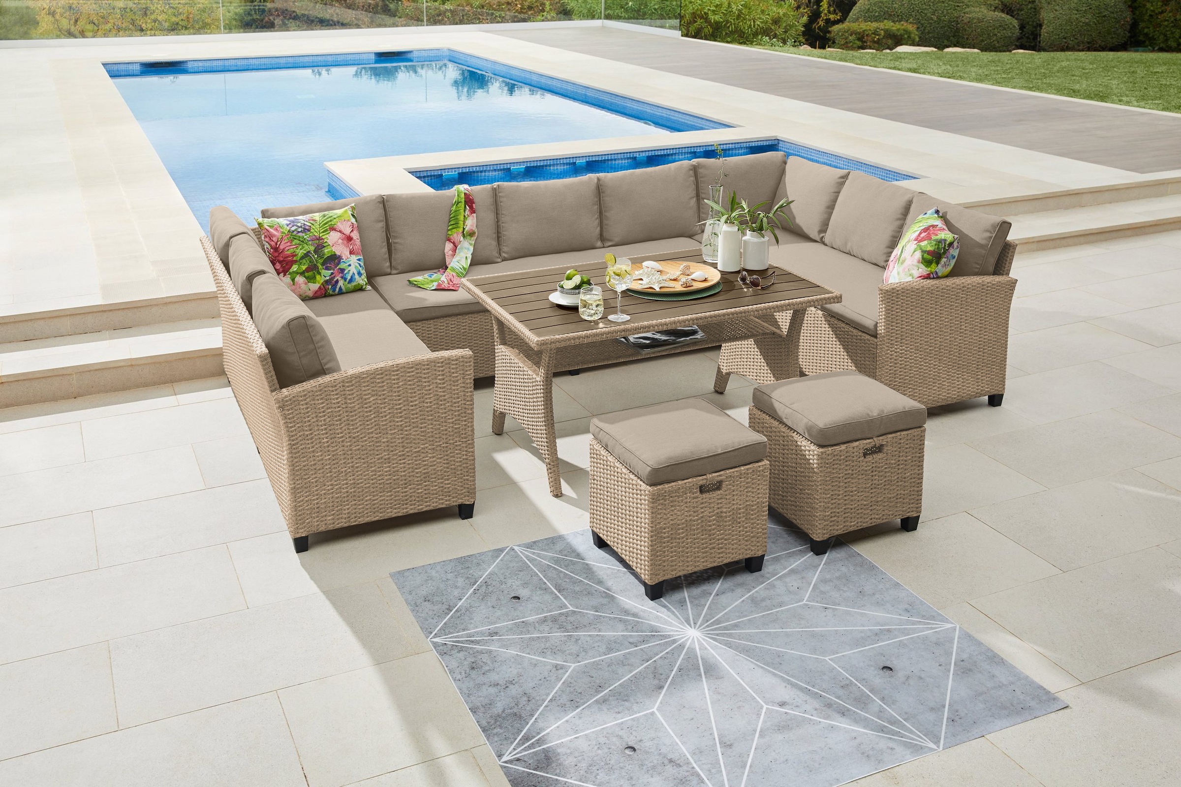 KONIFERA Gartenlounge-Set »Rotterdam« Set, 3x 3er Sofa, 2x Hocker, 1x Tisch günstig online kaufen
