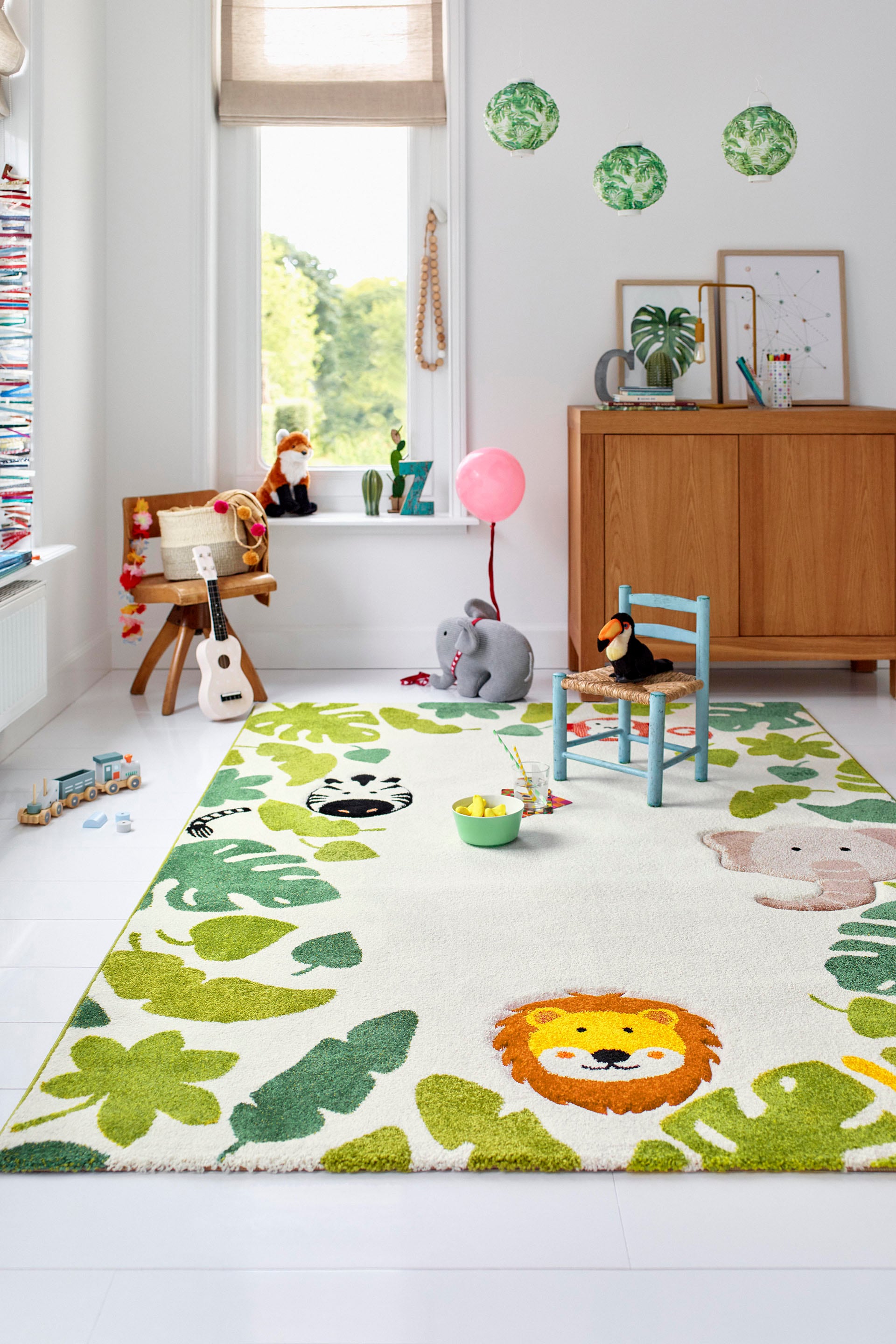 Esprit Kinderteppich »E-Safari ESP-21369«, rechteckig, 13 mm Höhe, Motiv Dschungel Tiere, Kurzflor