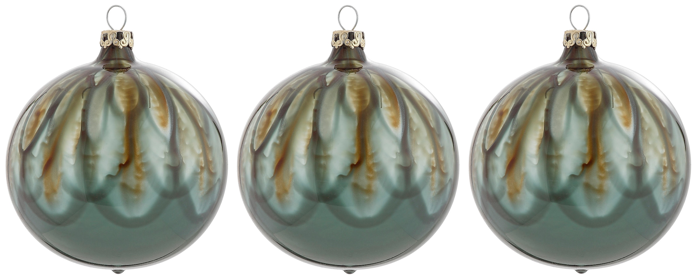 Leonique Weihnachtsbaumkugel »Essone, Weihnachtsdeko, Christbaumschmuck, mit aus (Set, bestellen Glas, Glas«, Tropfeneffekt 3 Christbaumkugeln St.)