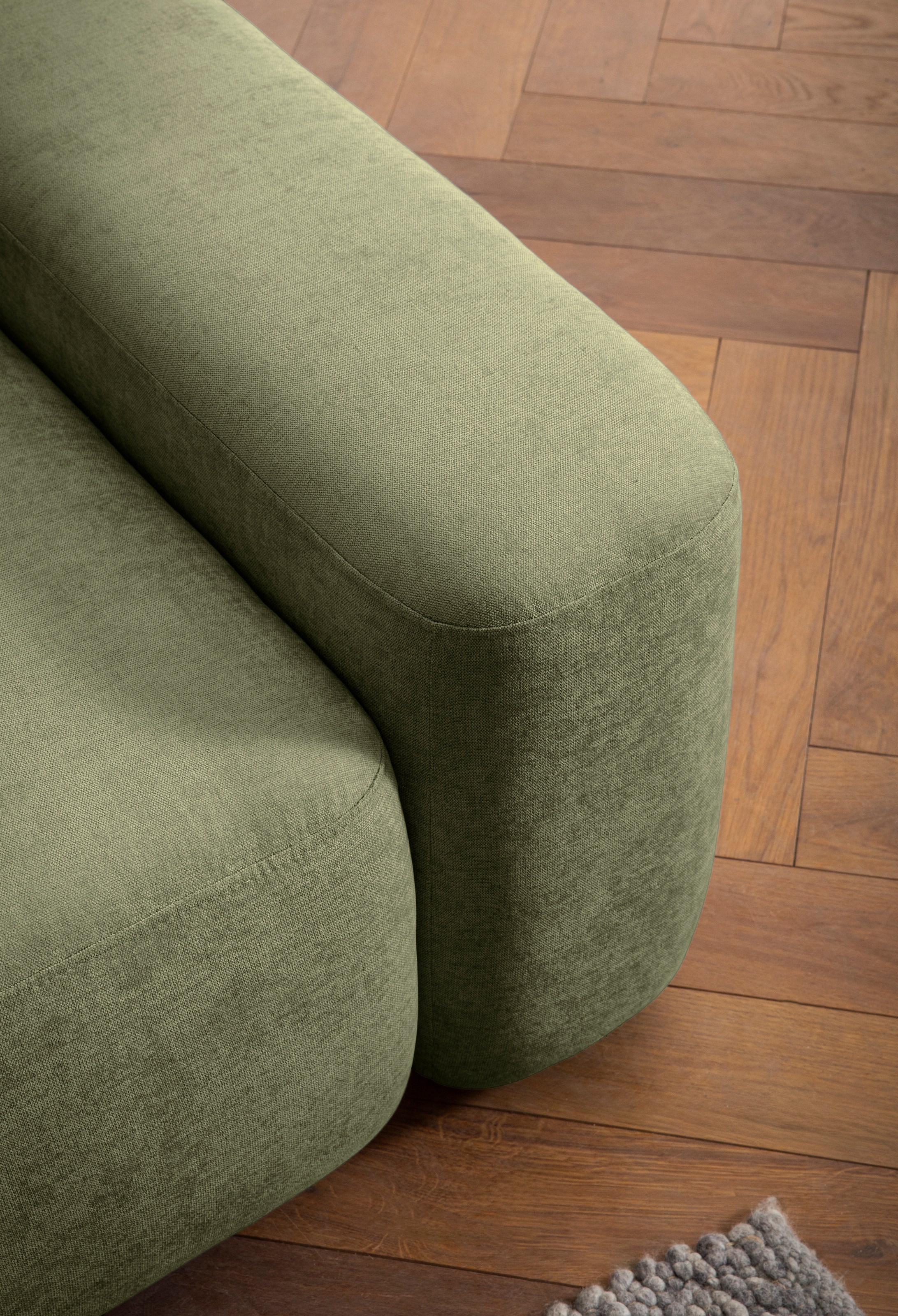 INOSIGN 3-Sitzer »TORGE (257cm), Sofa,Schlafsofa in Cord, Samtvelours, Struktur fein«, rundes Design, Schlaffunktion u. Bettkasten, Liegefläche: 135/200 cm