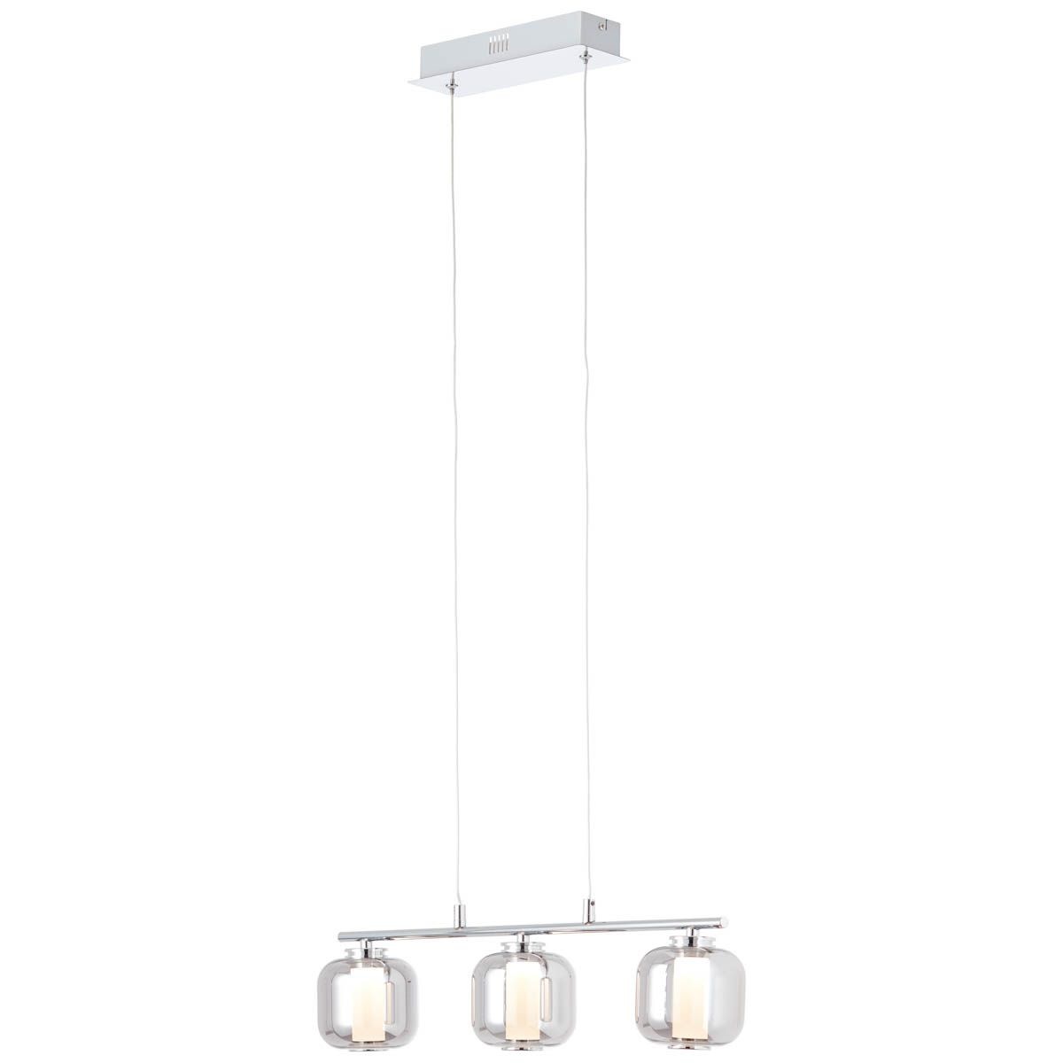Brilliant Pendelleuchte »Rafa«, 3 flammig, Leuchtmittel LED-Modul | LED fest integriert, LED 3flg Balken chrom/rauchglas