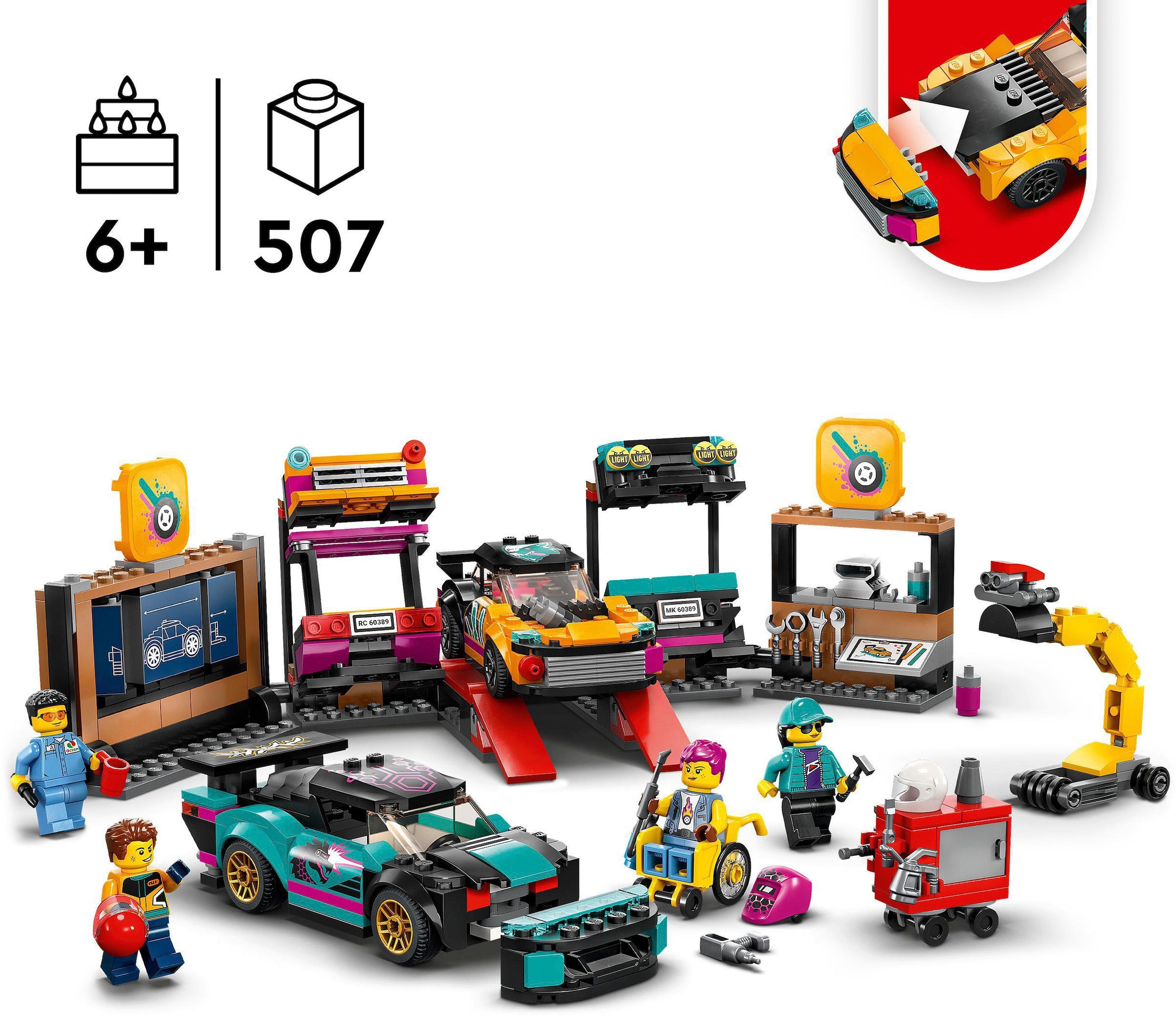 LEGO® Konstruktionsspielsteine »Autowerkstatt (60389), LEGO® City«, (507 St.), Made in Europe