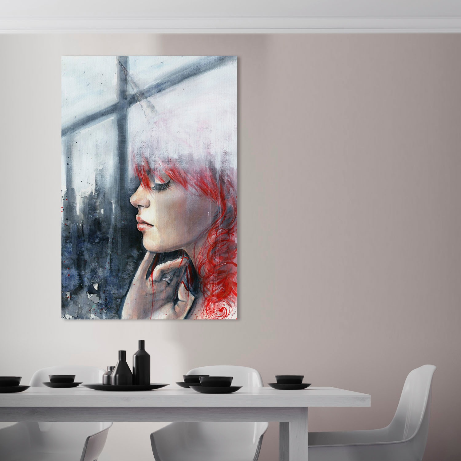 queence Acrylglasbild »Frau am Fenster«, Kunst-Frau-Bilder von Frauen, Fine günstig online kaufen