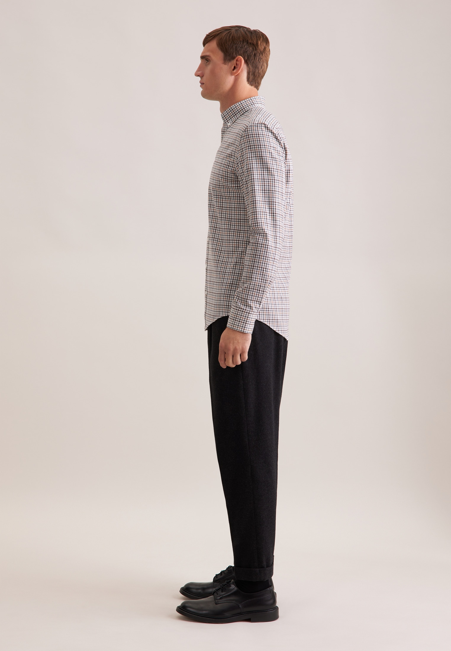 seidensticker Flanellhemd »Schwarze Rose«, Slim 1/1 Button-Down-Kragen Karo