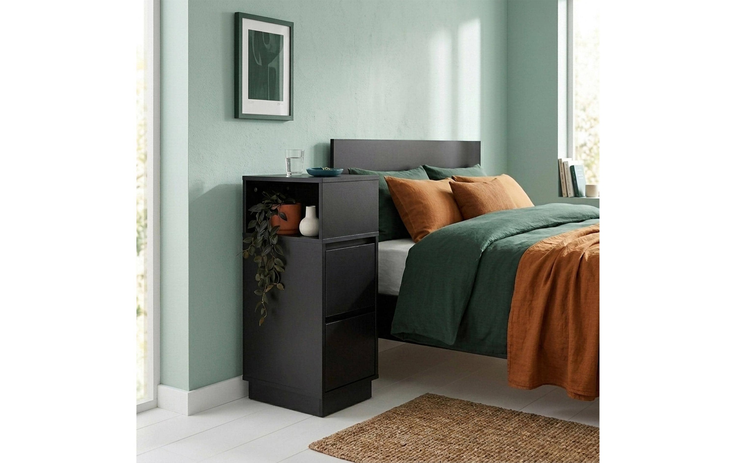 relaxdays »relaxdays Nachttisch 24 x 64 cm,  Weiss/Braun ,  2er Set«
