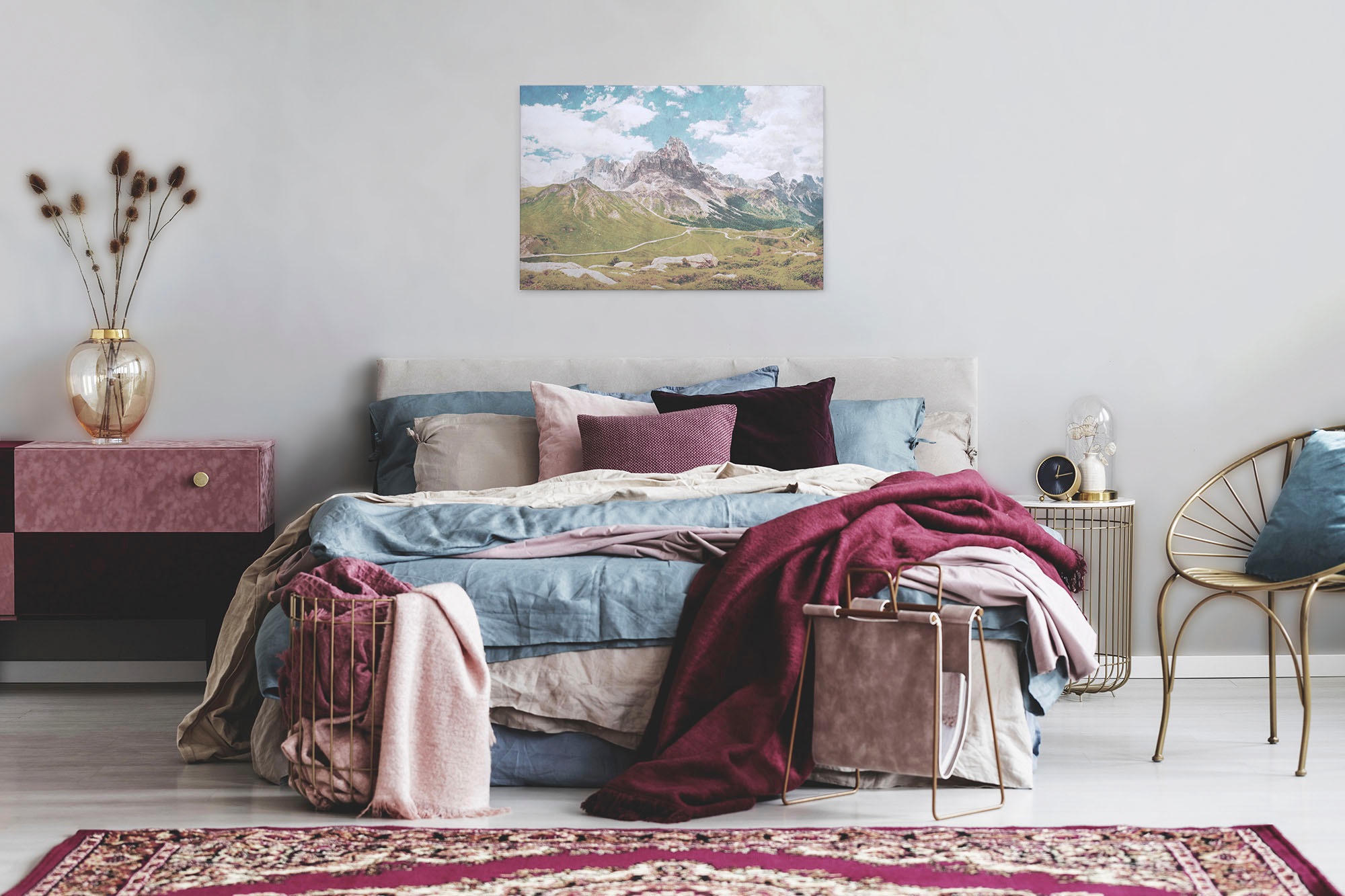 A.S. Création Leinwandbild »dolomiti«, Kunst-Berge-Kinder, (1 St.), Keilrahmen Bild Landschaft Berge Leinwand-Bild Wohnzimmer modern Wand