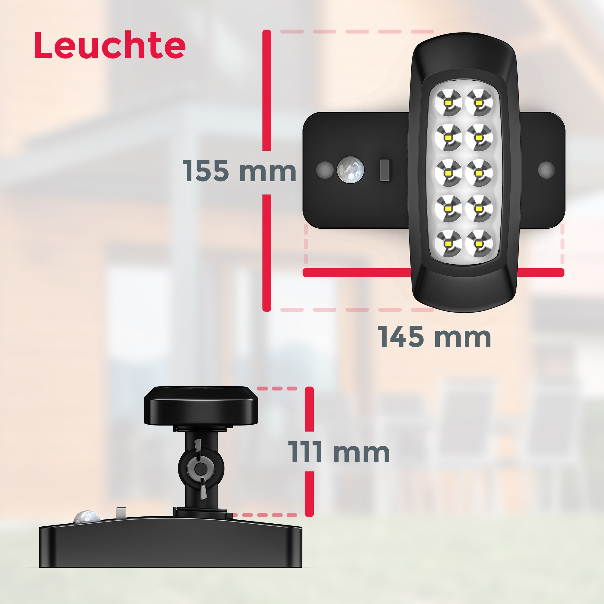 B.K.Licht LED Außen-Wandleuchte, 1 flammig, Leuchtmittel LED-Board | LED fest integriert, Solar Außenleuchte mit PIR Bewegungssensor, IP44, schwarz