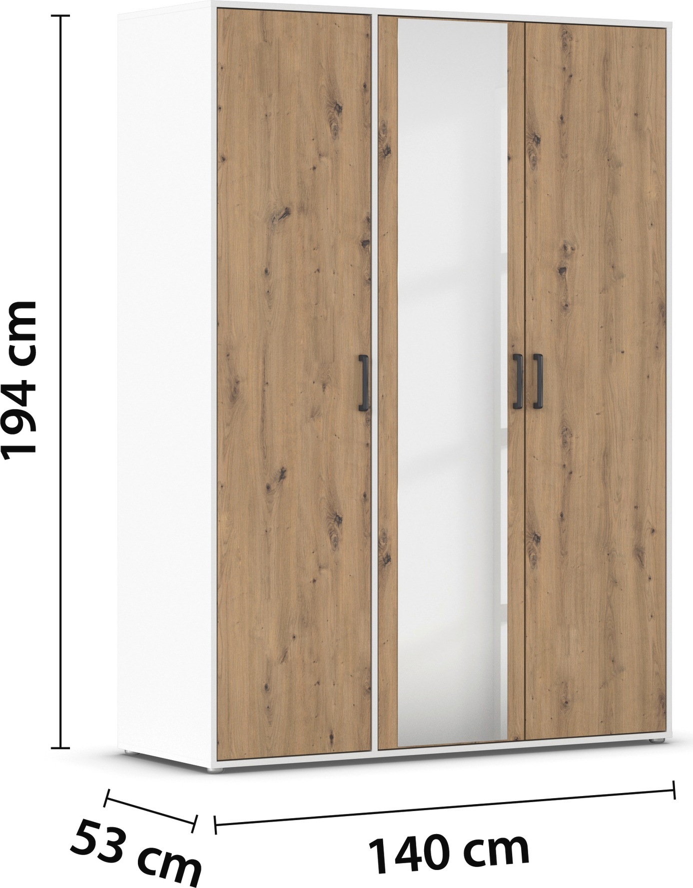 rauch Drehtürenschrank »Kleiderschrank Schrank Garderobe Wäscheschrank VOYAGER«, (in 3 verschiedenen Ausstattungen BASIC/CLASSIC/PREMIUM), mit modernen Griffen in Graumetallic und Spiegel