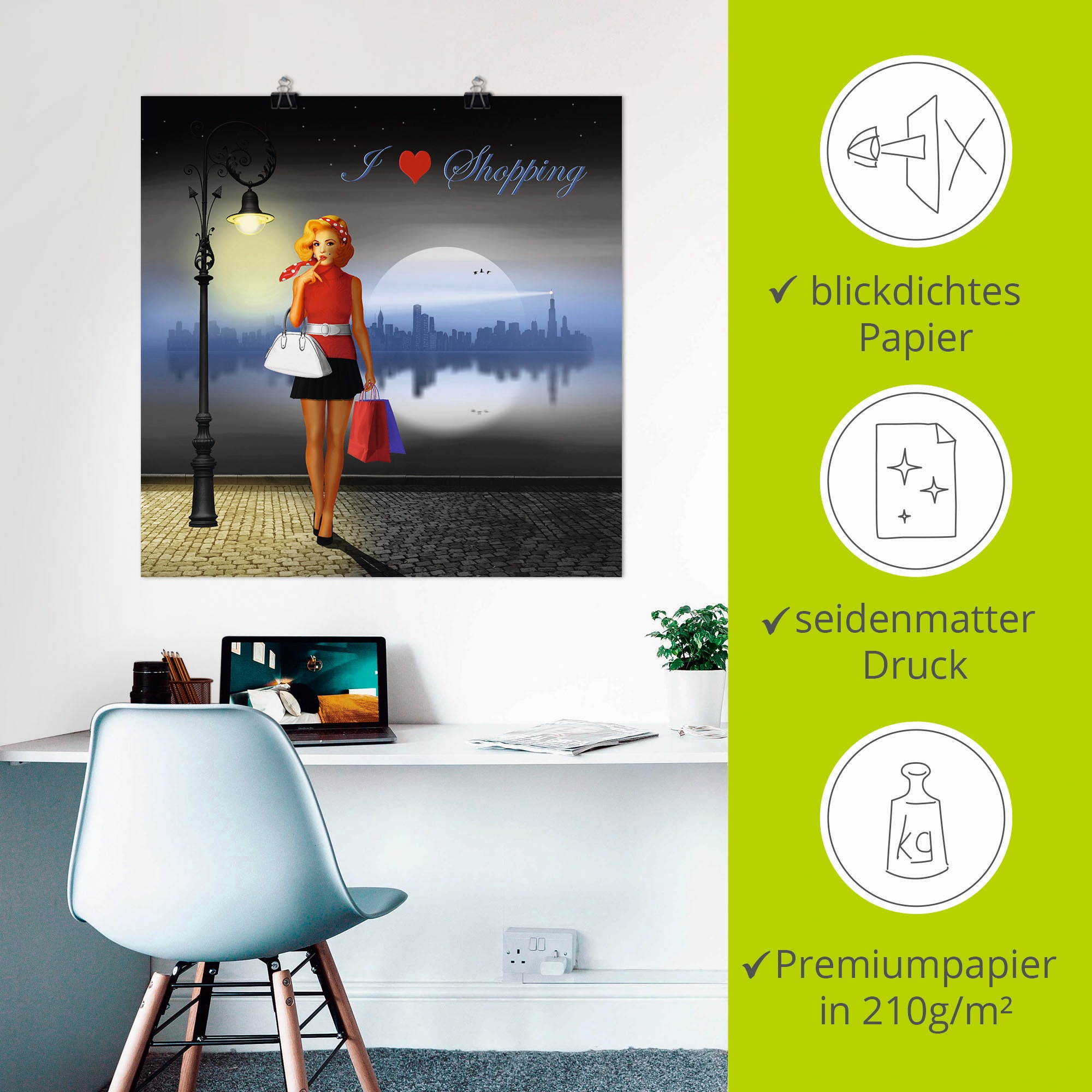 Artland Wandbild »Ich liebe Einkaufen«, Mode, (1 St.), als Alubild, Outdoorbild, Poster in verschied. Größen