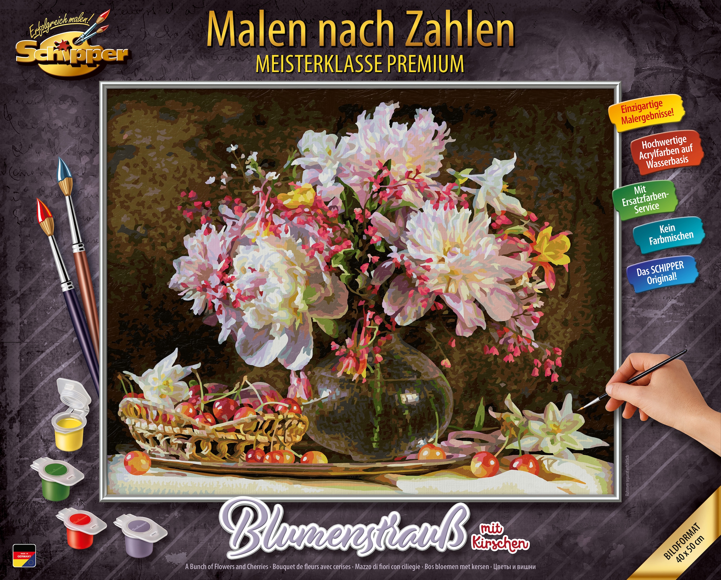 Malen nach Zahlen »Meisterklasse Premium - Blumenstrauß mit Kirschen«, Made in Germany