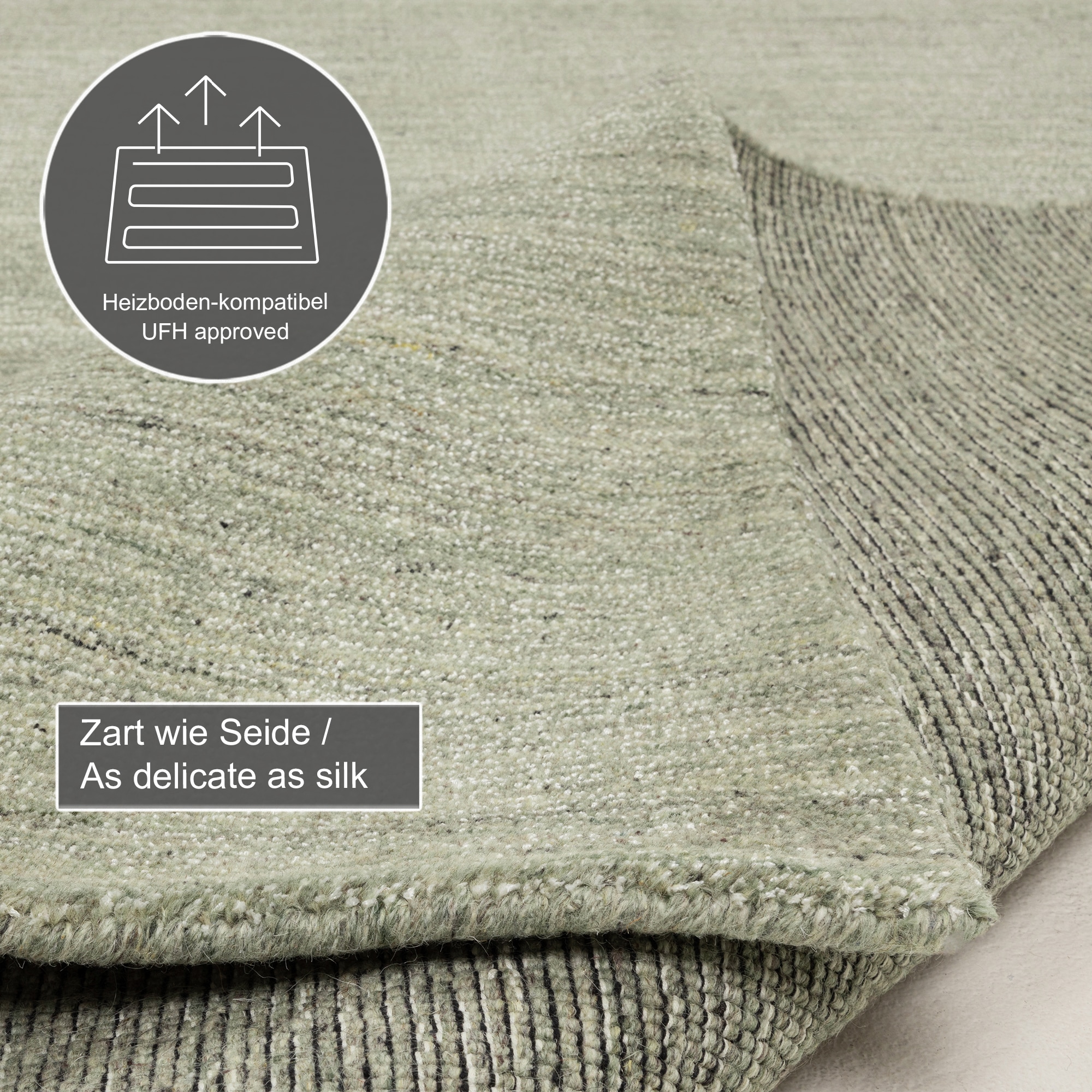 THEKO Teppich »San Diego« rechteckig 13 mm Höhe handgewebt, 60% Wolle, Knüpfoptik, meliert, leichter seidiger Glanz