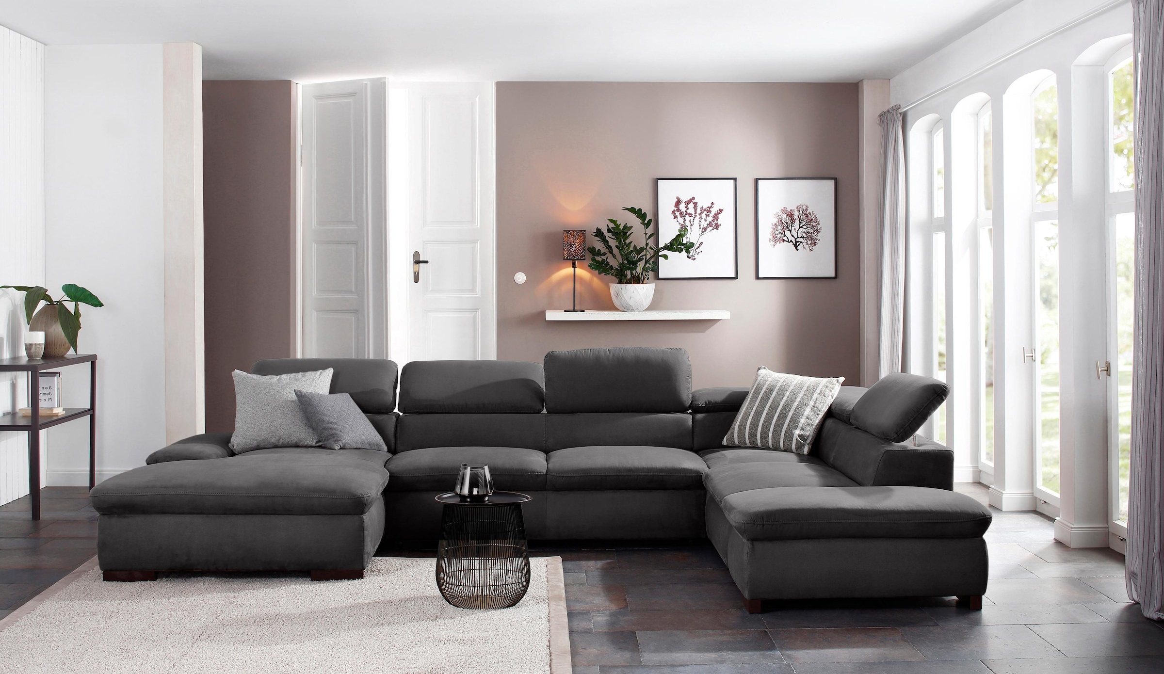 Home affaire Wohnlandschaft »Alberto U-Form« mit Kopfteilverstellung, wahlw günstig online kaufen