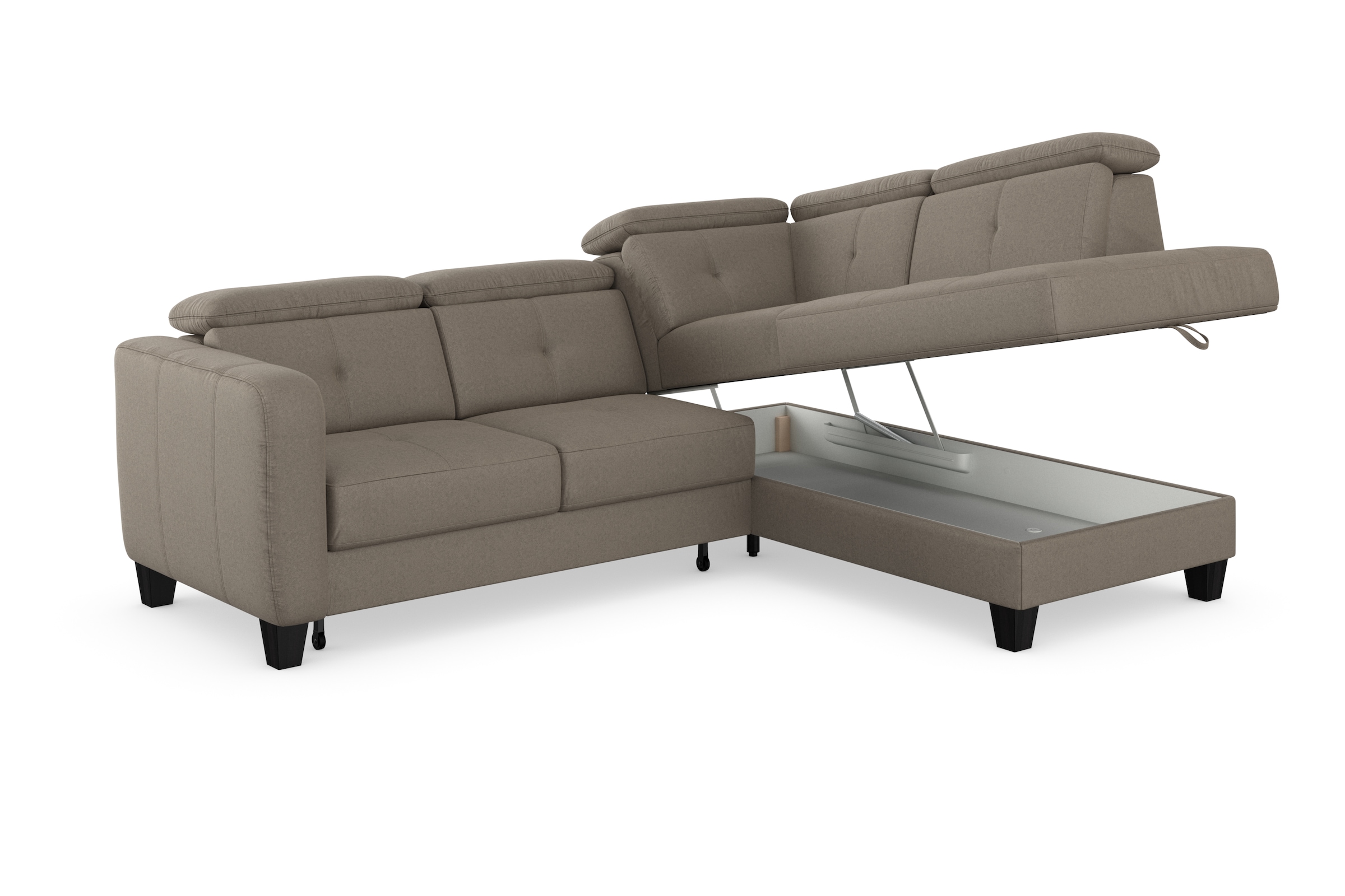 sit&more Ecksofa »Belluci L-Form«, inklusive Federkern, wahlweise mit Bettfunktion und Bettkasten