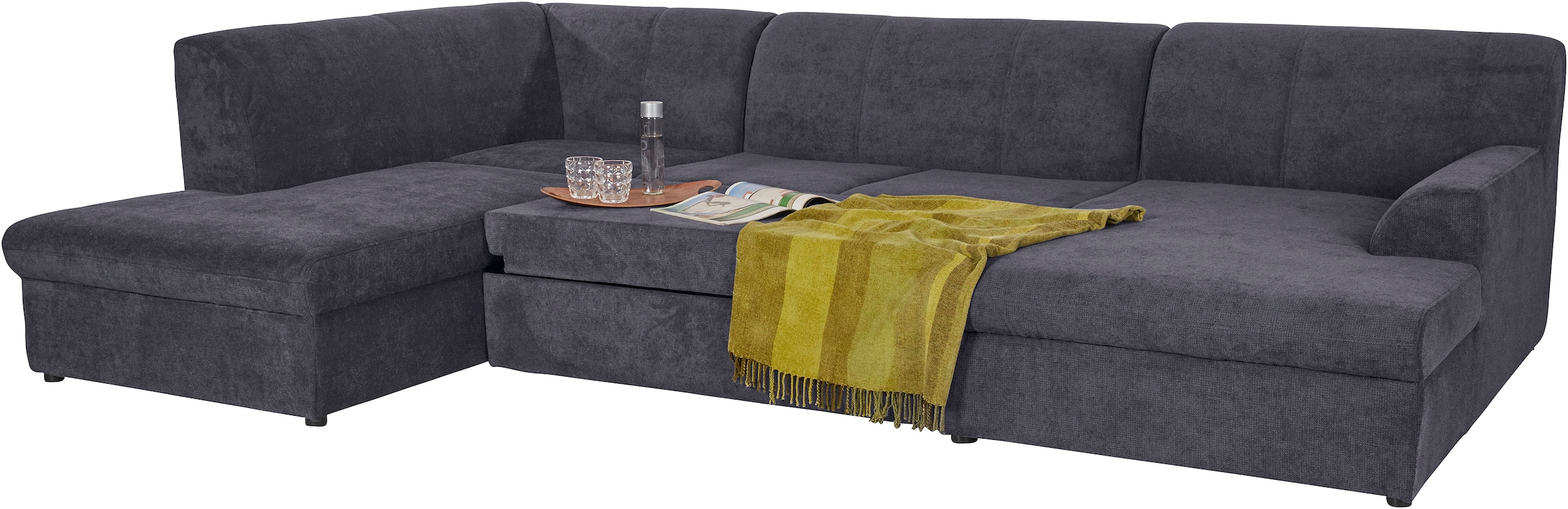 DOMO collection Wohnlandschaft »Topper, elegant und zeitlos, komfortabel, U-Form«, wahlweise mit Bettfunktion