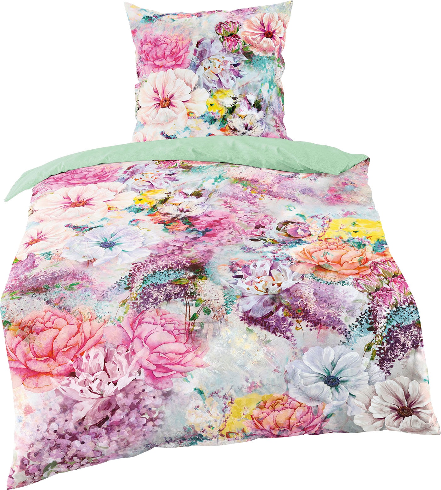 BIERBAUM Wendebettwäsche »Colorful Flowers«, mit floralem Digitalprint