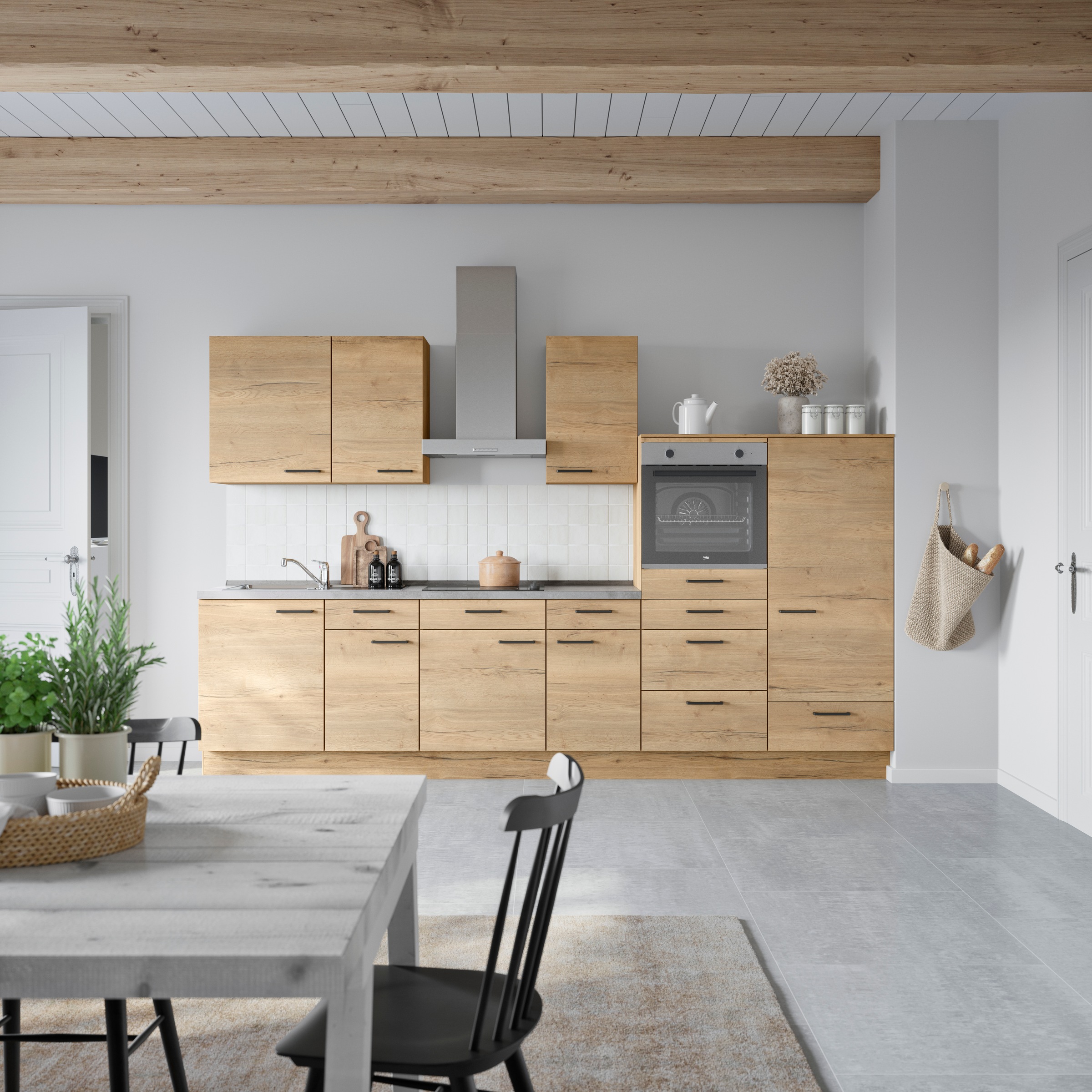 nobilia® Küchenzeile »"Structura I"« vormontiert,  Ausrichtung wählbar, Breite 330 cm, wahlw. mit E-Geräten