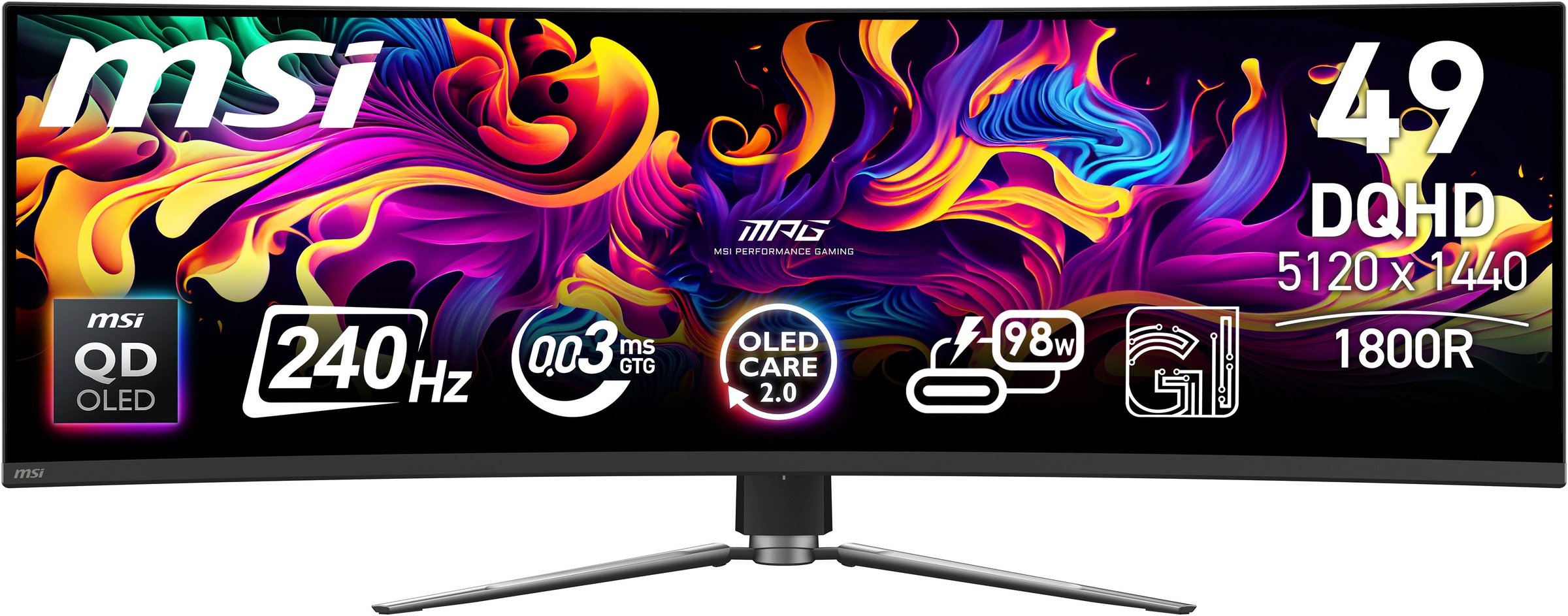 MSI Curved-Gaming-Monitor »MPG 491CQPX QD-OLED«, 125 cm/49 Zoll, 5120 x 1440 px, DQHD, 0,03 ms Reaktionszeit, 240 Hz