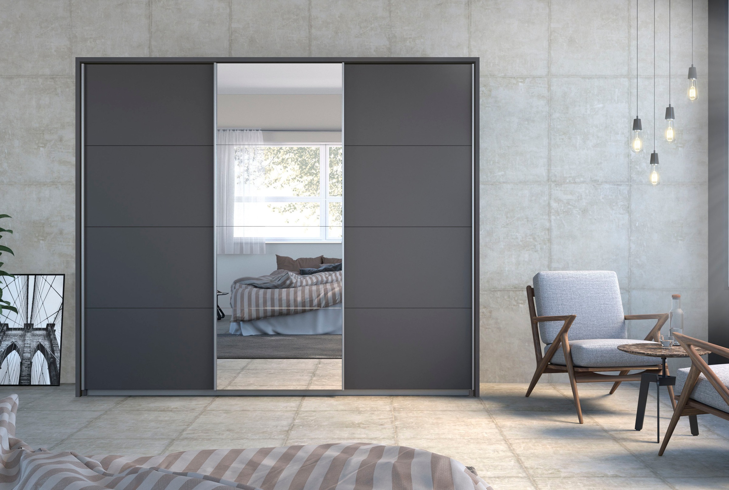 rauch Schwebetürenschrank »Kleiderschrank Schrank Garderobe Wäscheschrank TOMA mit Passepartout«, inkl. Regaleinsatz sowie zusätzlichen Einlegeböden MADE IN GERMANY