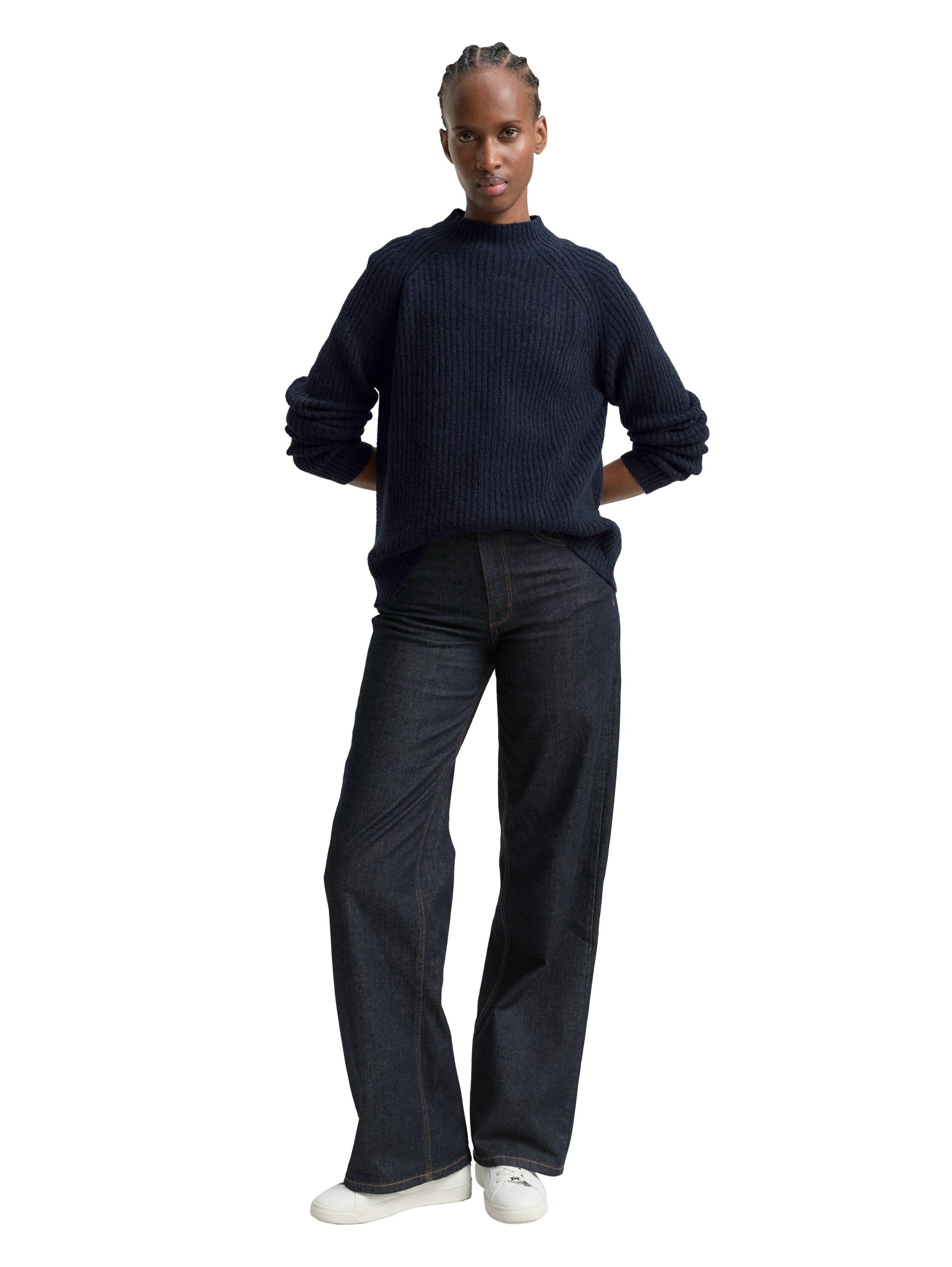 TOM TAILOR Denim Strickpullover mit Stehkragen