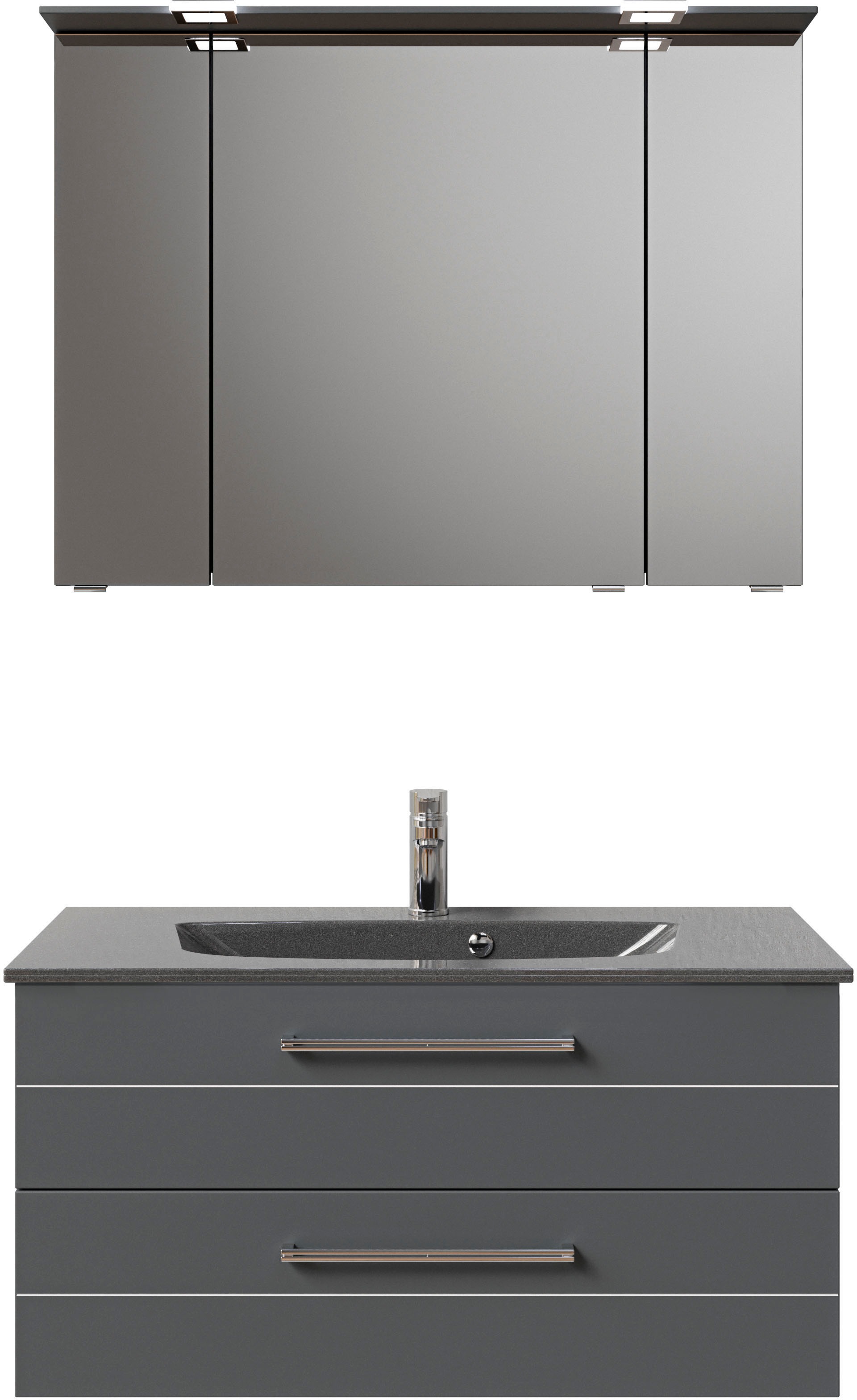 Saphir Badmöbel-Set »Serie 6025 2-teilig Mineralmarmor-Waschtisch mit LED-S günstig online kaufen