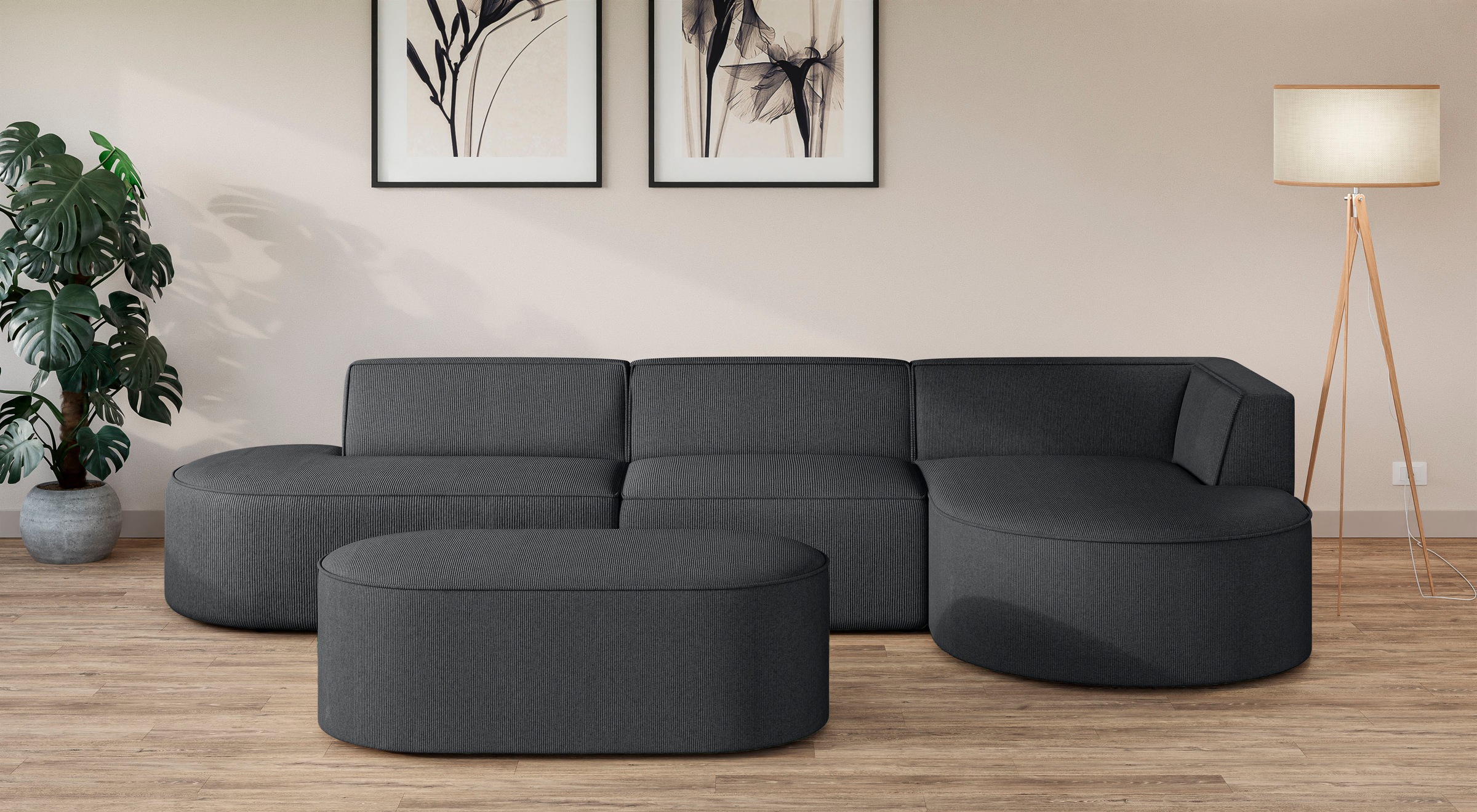 OTTO home Ecksofa »EIVIND Designer Sofa mit Ottomane rechts/links, B/T/H: 3 günstig online kaufen