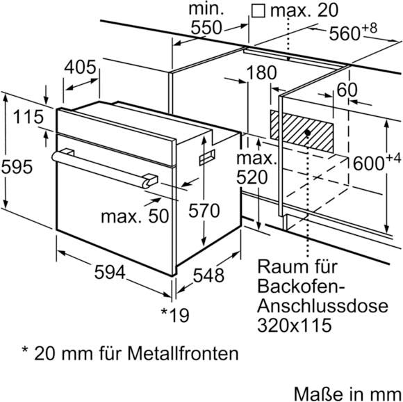 BOSCH Einbaubackofen Serie 2 »HBF133BR0«, mit Teleskopauszug nachrüstbar, ecoClean Direct