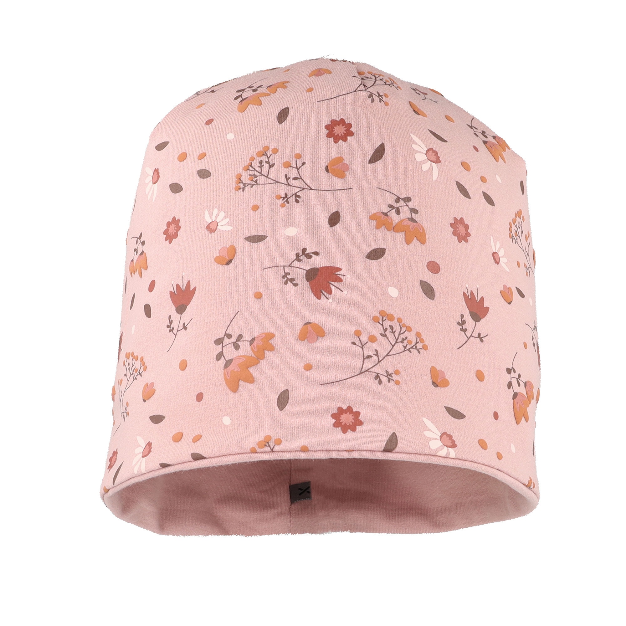 MAXIMO Beanie Wendemütze, herbstlicher Blumen-Alloverprint, unifarbene Innenseite