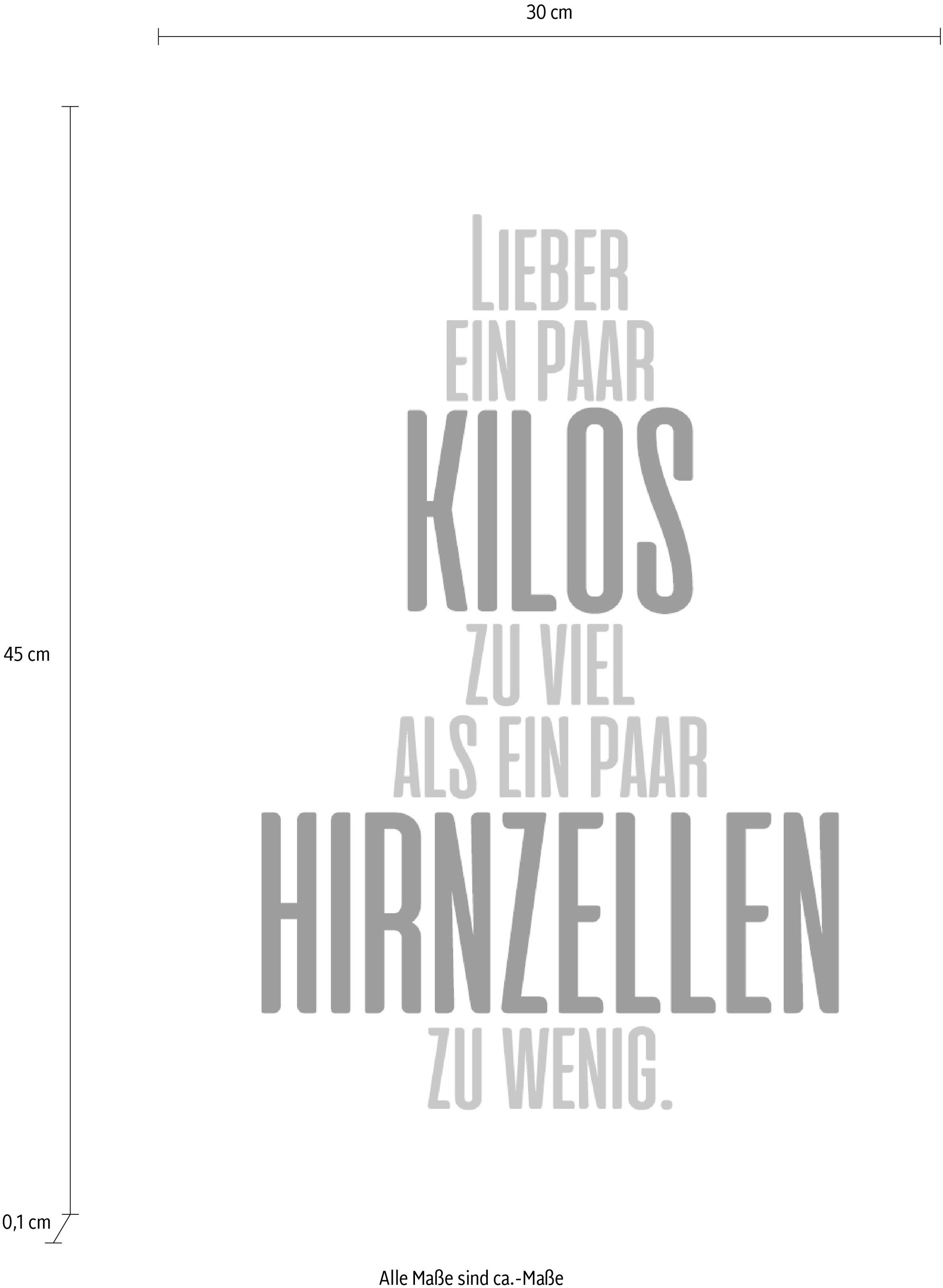 queence Wanddekoobjekt »Lieber ein paar Kilos ...«, Schriftzug auf  Stahlblech auf Raten bestellen | Wandobjekte